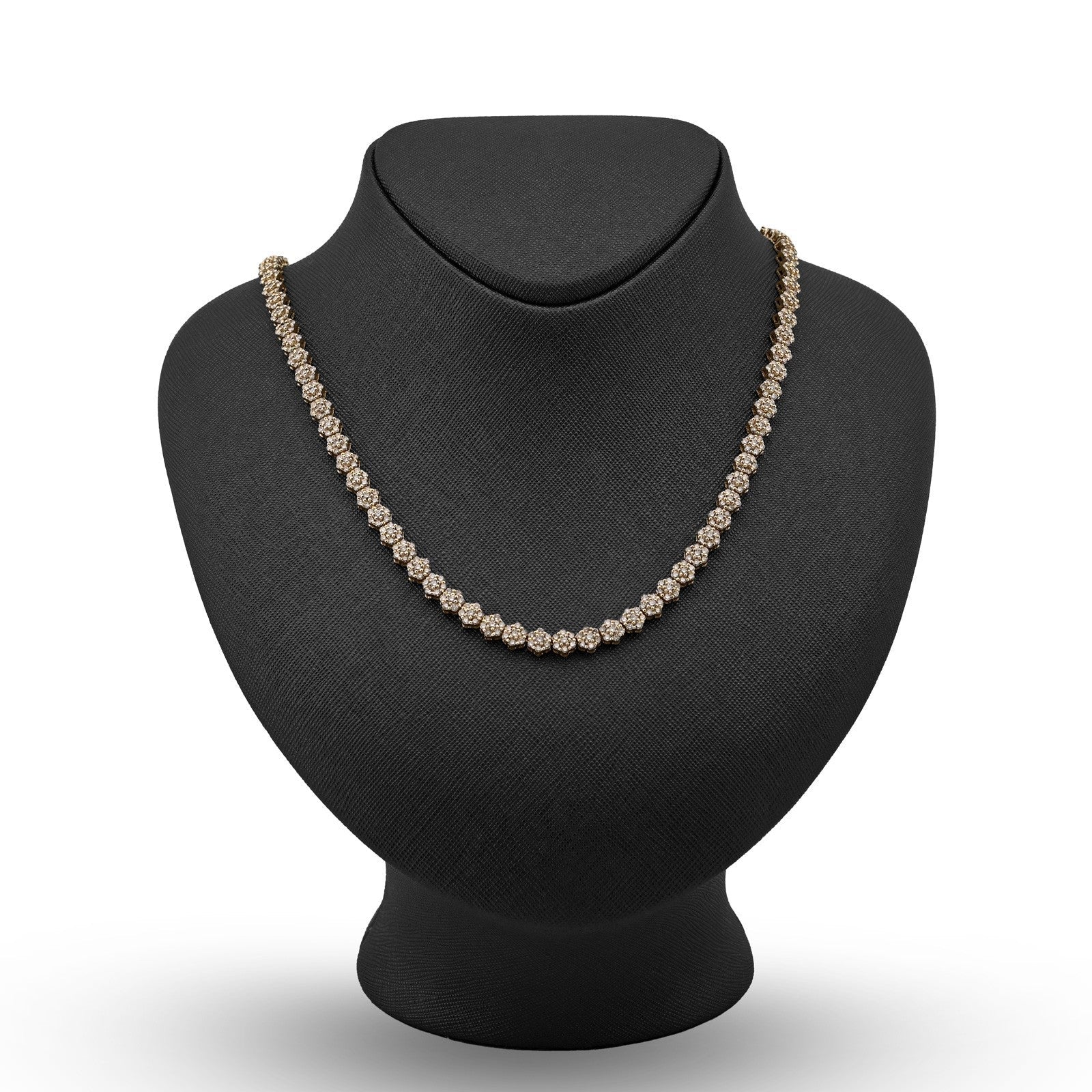 6MM 10k Yellow Gold 16.89CTW Diamond 41.6g Flower Setting Tennis Chain 22 Inches - Elite Jewelers - Necklaces & Chains