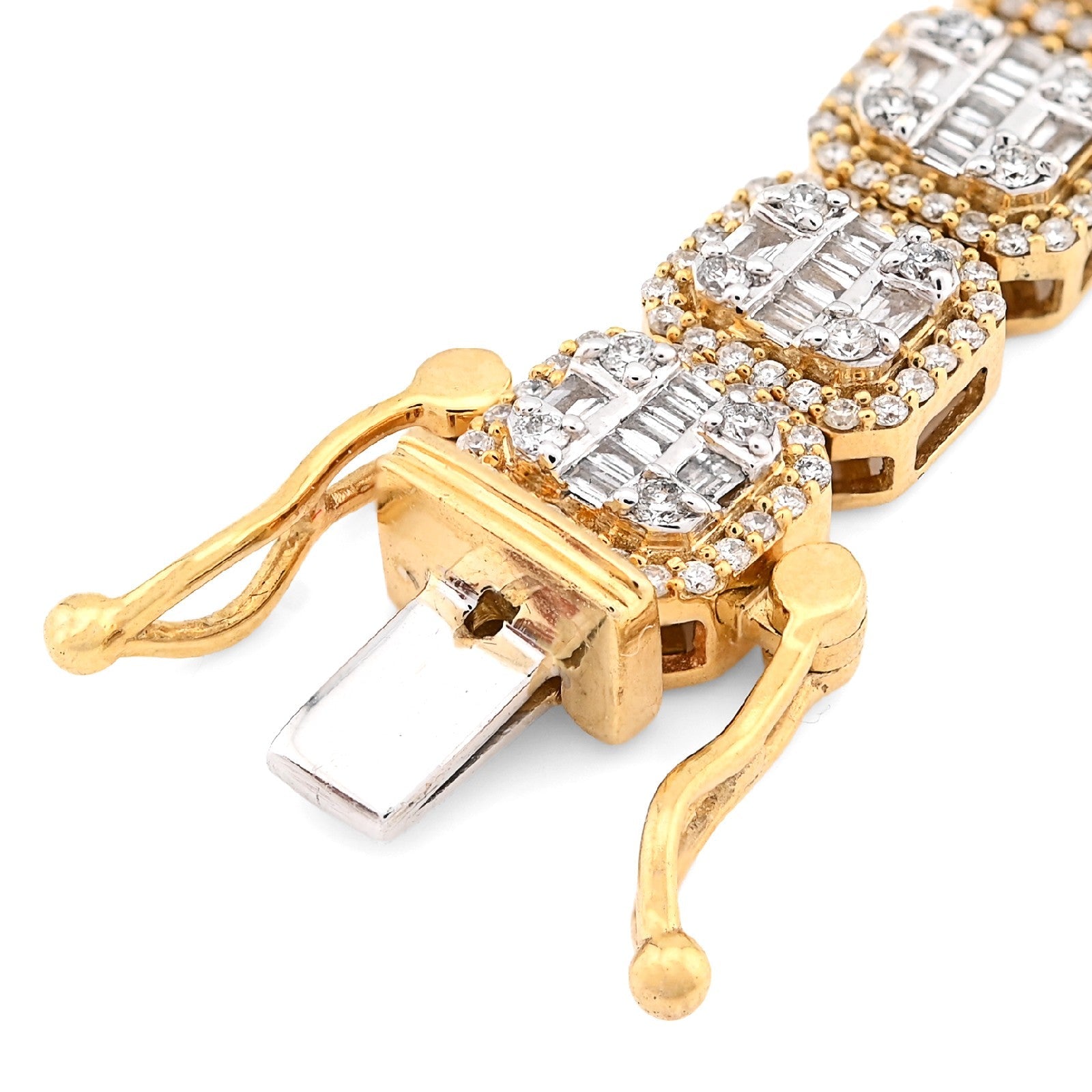 6MM 10k Yellow Gold 18.2g 4.12CTW Natural Round/Baguette Diamond Tennis Bracelet - Elite Jewelers - Bracelets