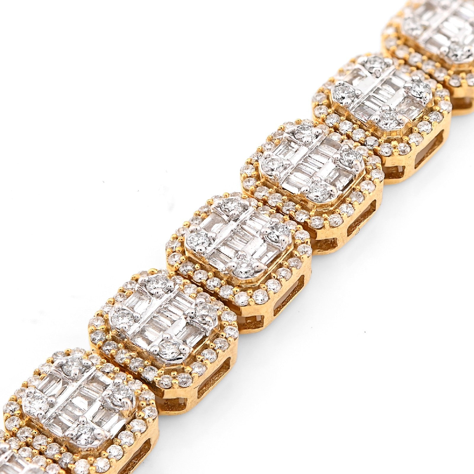 6MM 10k Yellow Gold 18.2g 4.12CTW Natural Round/Baguette Diamond Tennis Bracelet - Elite Jewelers - Bracelets
