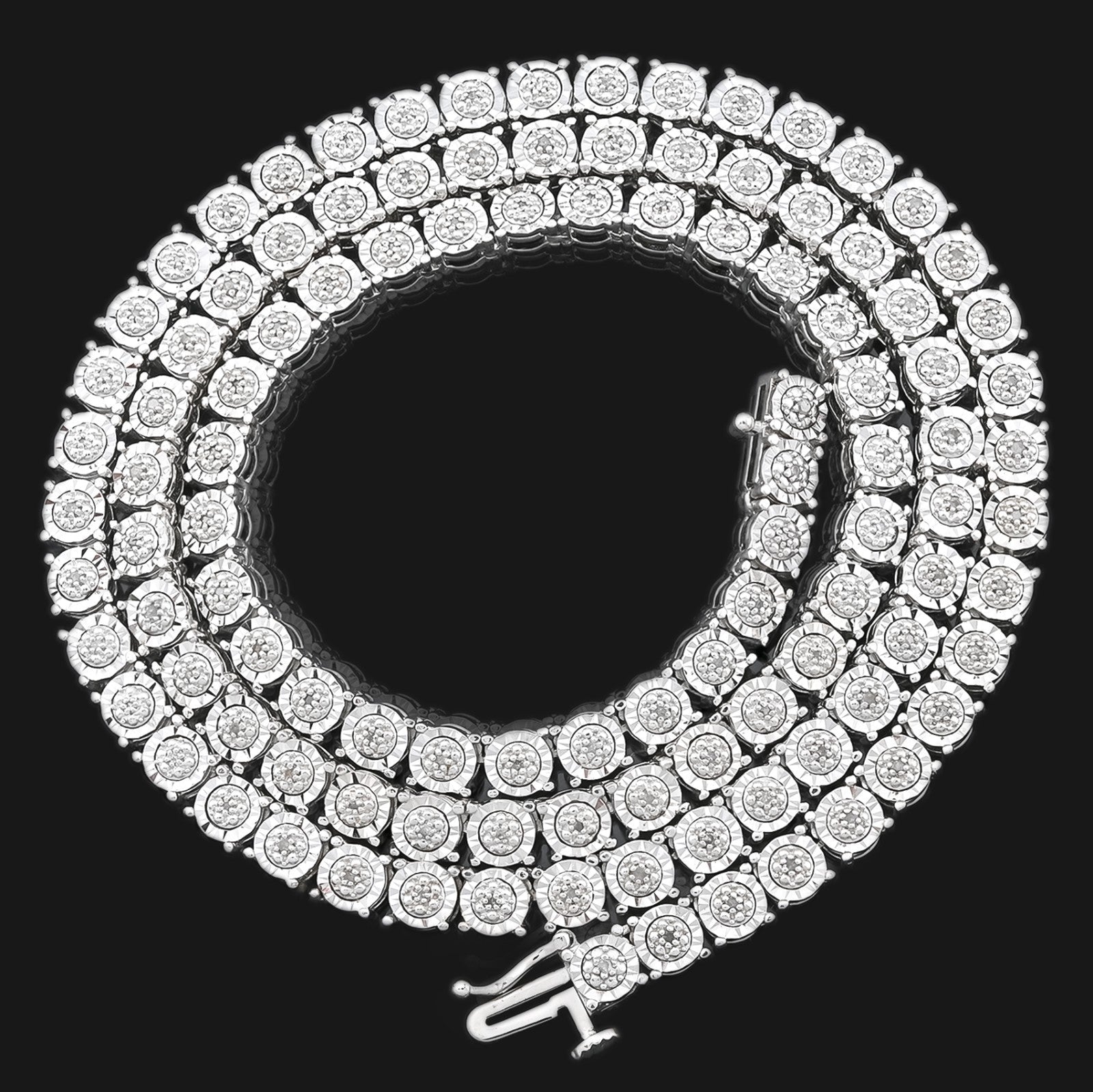 6MM 925 Silver 2.75CTW Illusion Setting 22 Inches Tennis Chain Necklace 35 grams - Elite Jewelers - Necklaces & Chains
