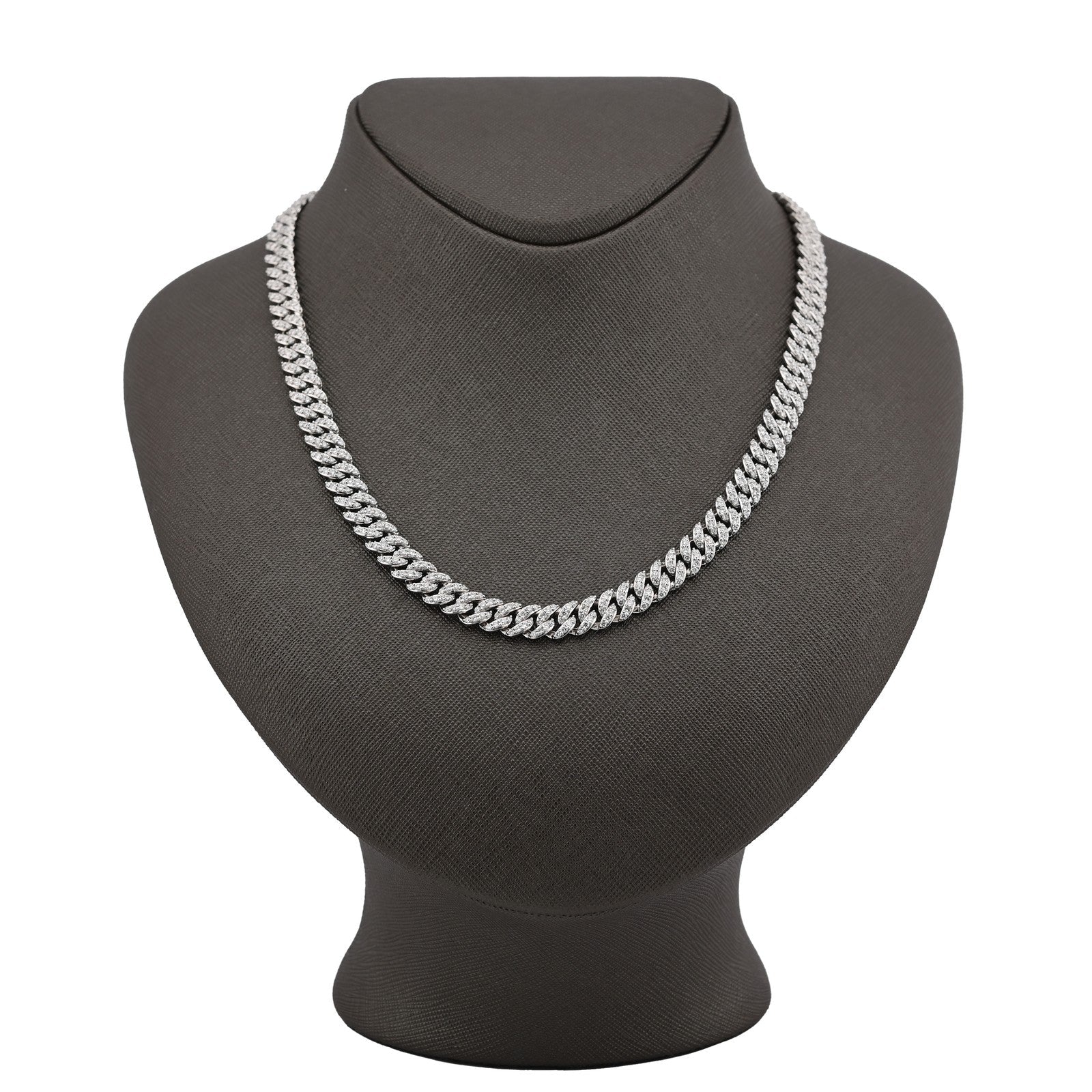7.5MM 925 Sterling Silver 10CTW Lab Diamond Cuban Chain 59.7g 22 Inches Necklace - Elite Jewelers - Necklaces