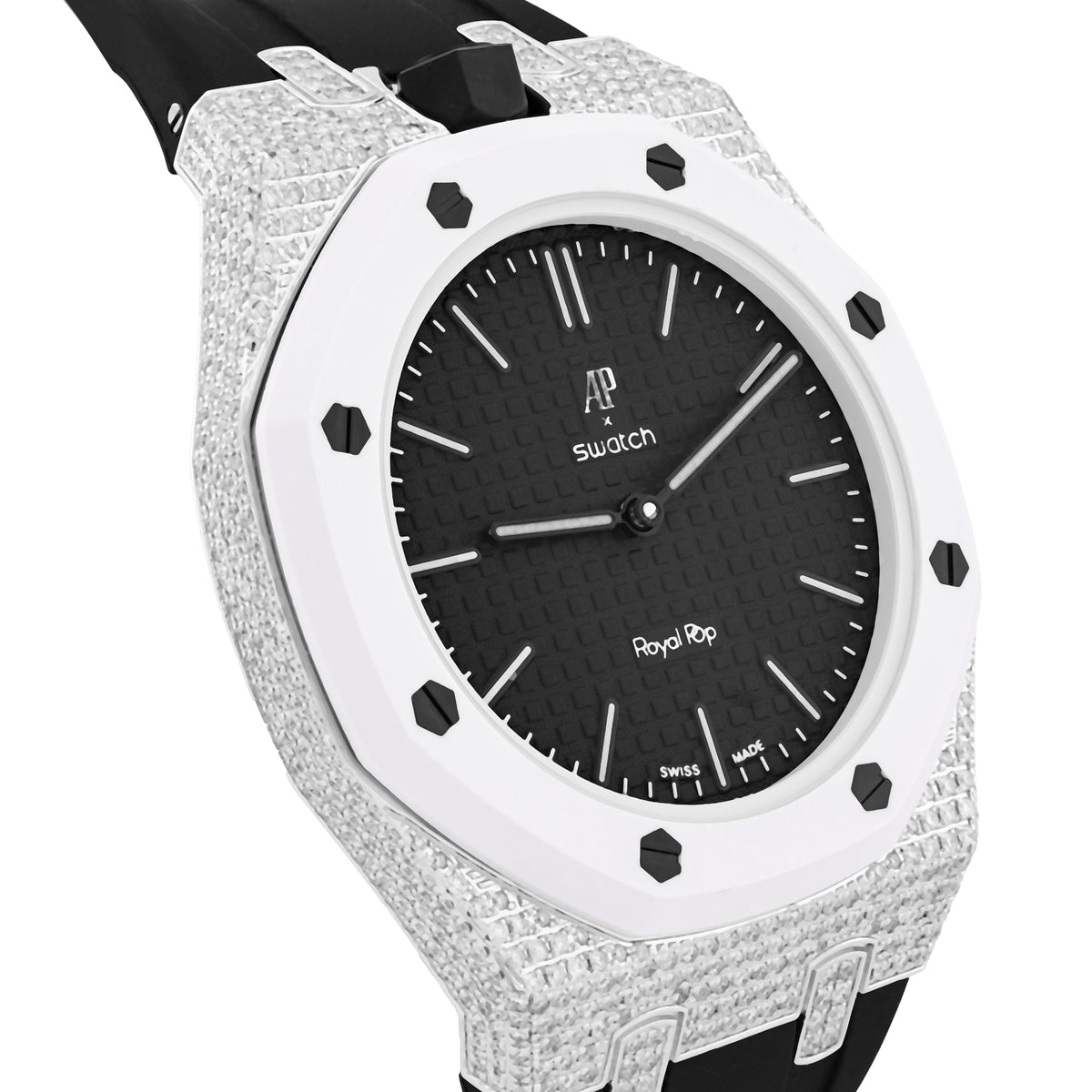 AP x Swatch Royal Pop Natural Diamond Band Black/White Watch Ocho Negro