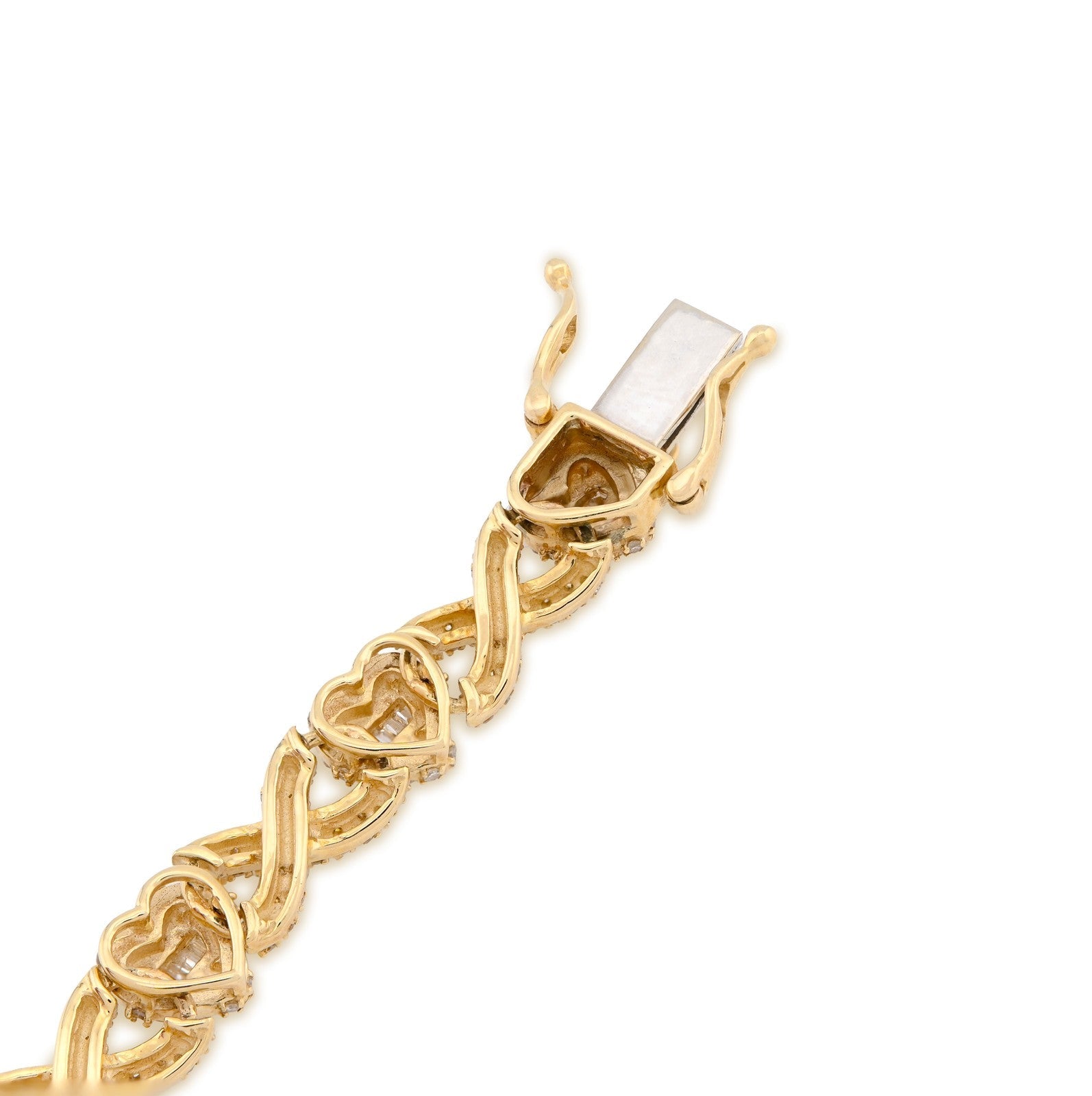 7MM 10k Yellow Gold 16gm 2.6CTW Natural Diamond Infinity Heart Bracelet 7.5 Inch - Elite Jewelers - Bracelets