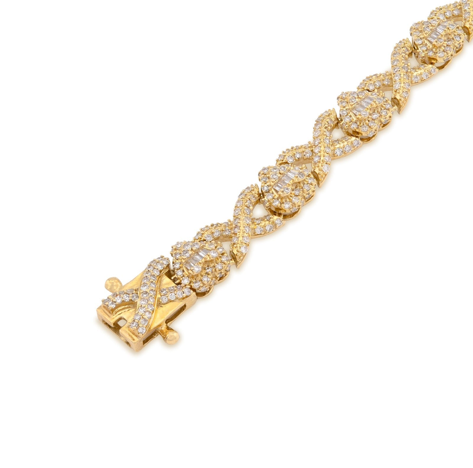 7MM 10k Yellow Gold 16gm 2.6CTW Natural Diamond Infinity Heart Bracelet 7.5 Inch - Elite Jewelers - Bracelets