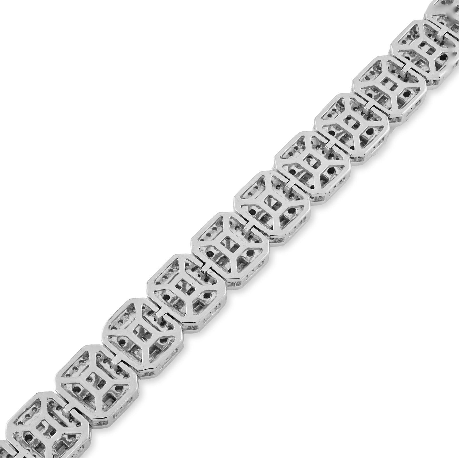 8MM 10k White Gold 30g 5.6CTW Pure Round/Baguette Diamond Square Tennis Bracelet - Elite Jewelers - Bracelets