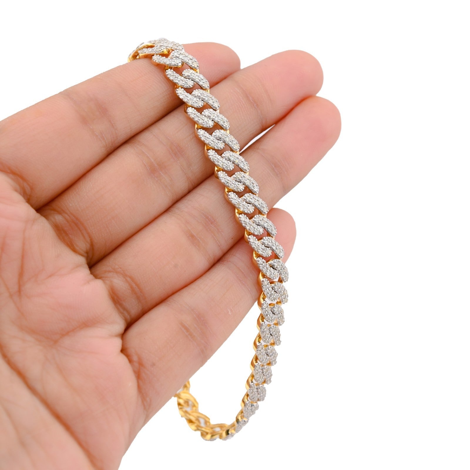 8MM 10k Yellow Gold 17g 3.8CTW Natural Round - Cut Diamond Cuban Bracelet 8 Inches - Elite Jewelers - Bracelets