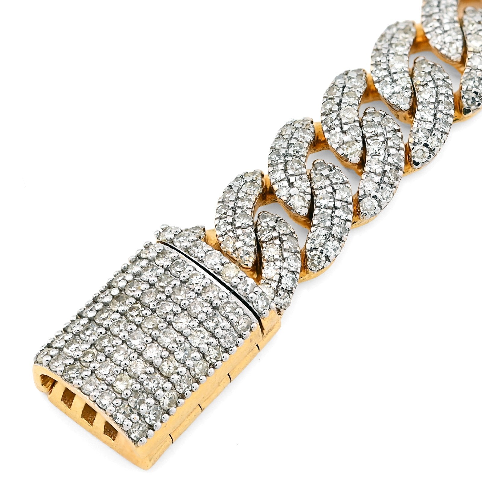 8MM 10k Yellow Gold 25.8gms 4.6CTW Natural Diamond Cuban Mens Bracelet 8 Inches - Elite Jewelers - Bracelets