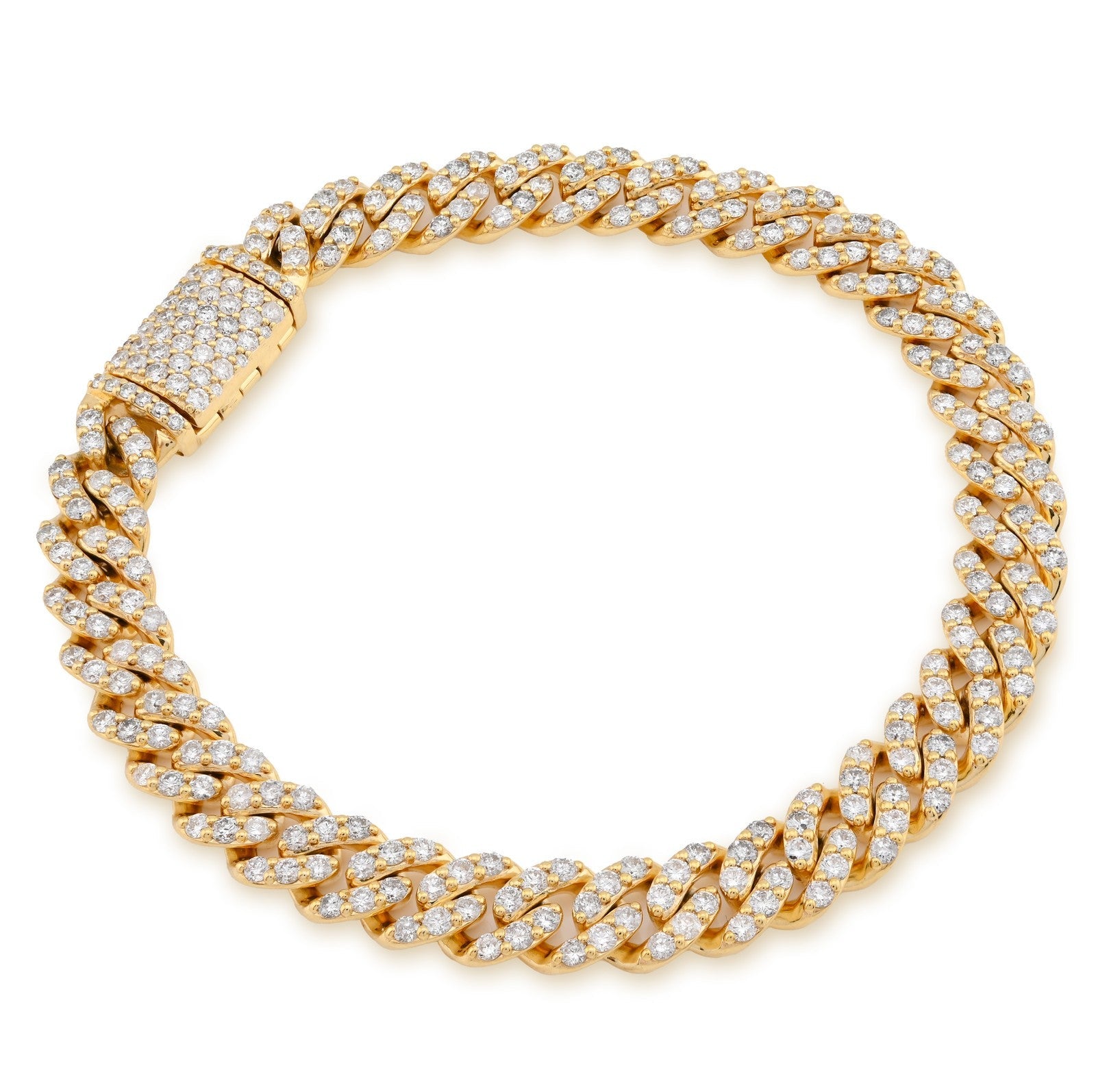 8MM 10k Yellow Gold 30.3gms 6.87CTW Natural Diamond Cuban Link Bracelet 8 Inches - Elite Jewelers - Bracelets