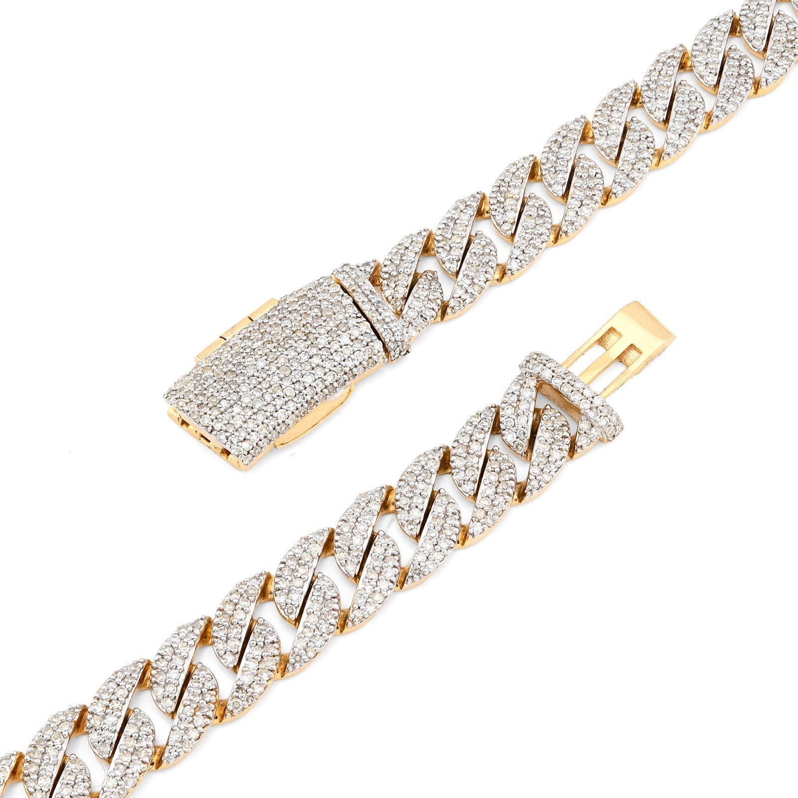 8MM 10k Yellow Gold 9 CTW Natural Diamond Cuban Link Chain 20In 36.8gms Necklace - Elite Jewelers - Necklaces & Chains