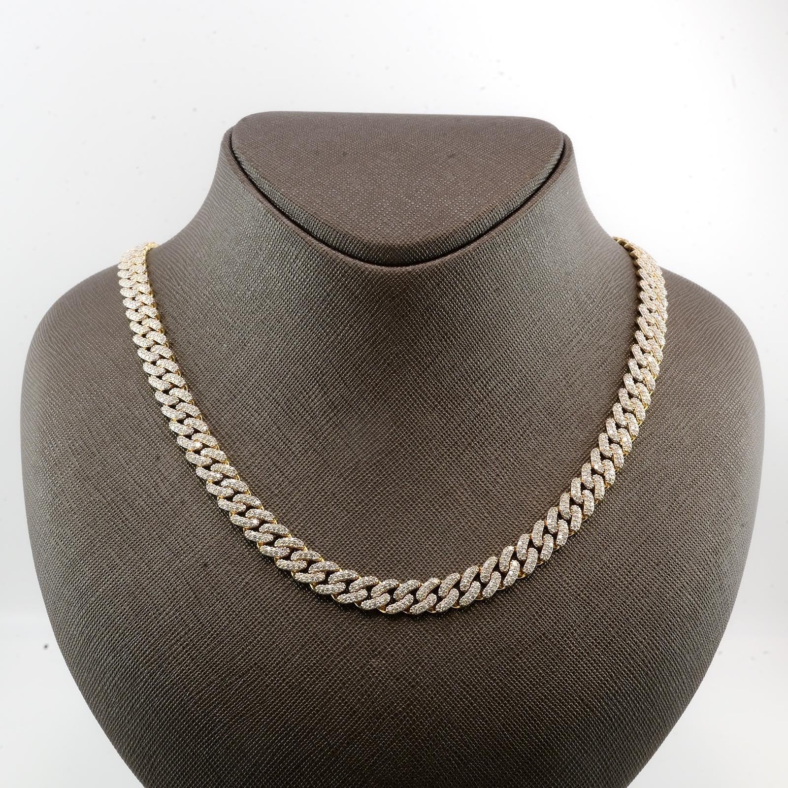 8MM 10k Yellow Gold 9.7CTW Natural Diamond Cuban Chain 36.83g 20 Inches Necklace - Elite Jewelers - Necklaces & Chains