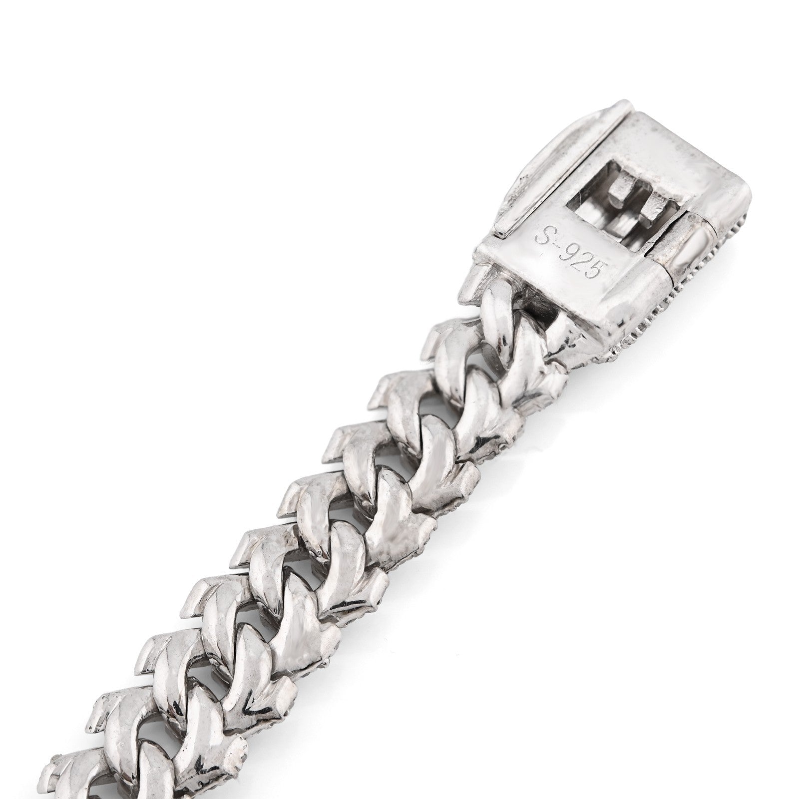 8MM 925 Sterling Silver 23.8g 3.9CTW Natural Diamond Snake Cuban Bracelet 8 Inch - Elite Jewelers - Bracelets