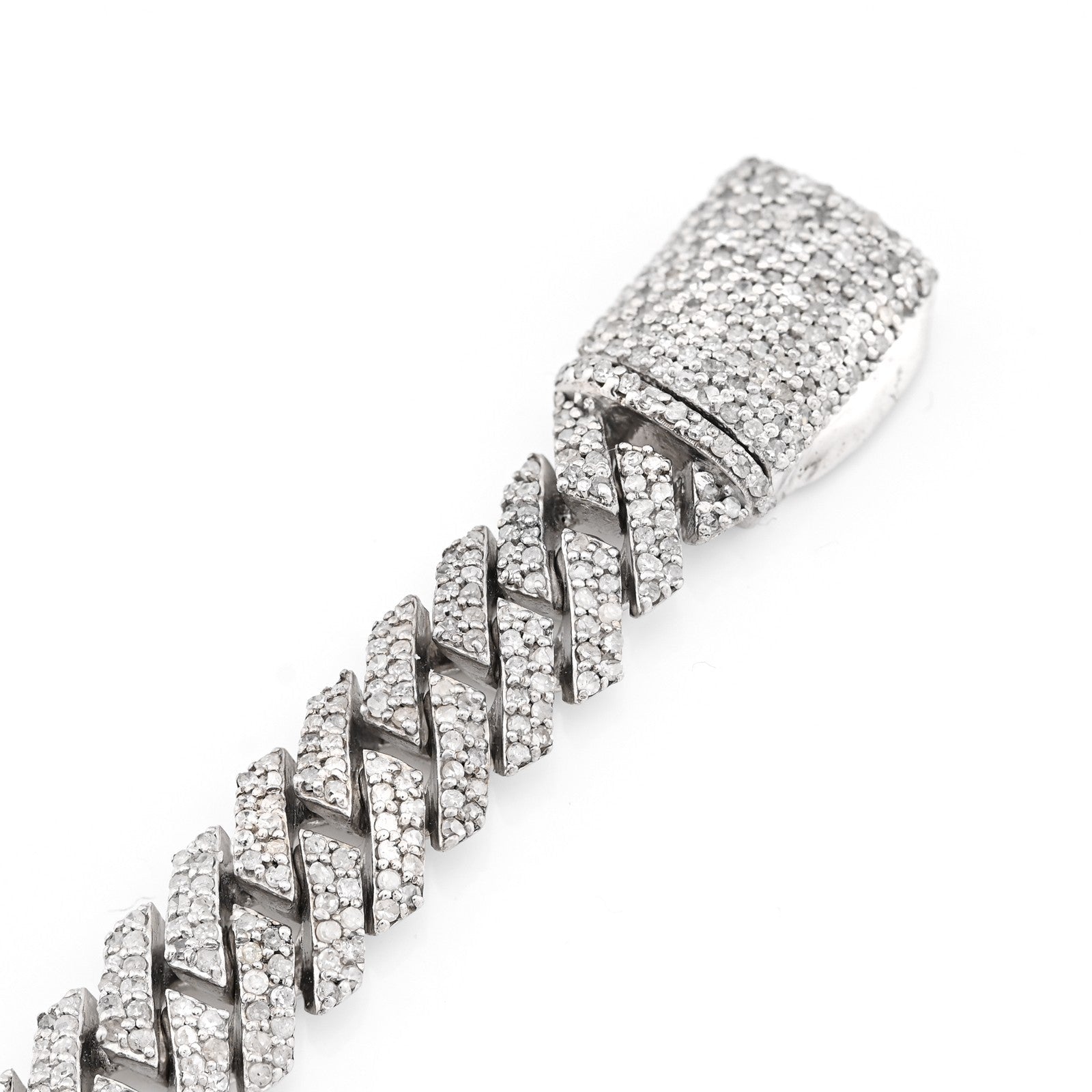 8MM 925 Sterling Silver 23.8g 3.9CTW Natural Diamond Snake Cuban Bracelet 8 Inch - Elite Jewelers - Bracelets