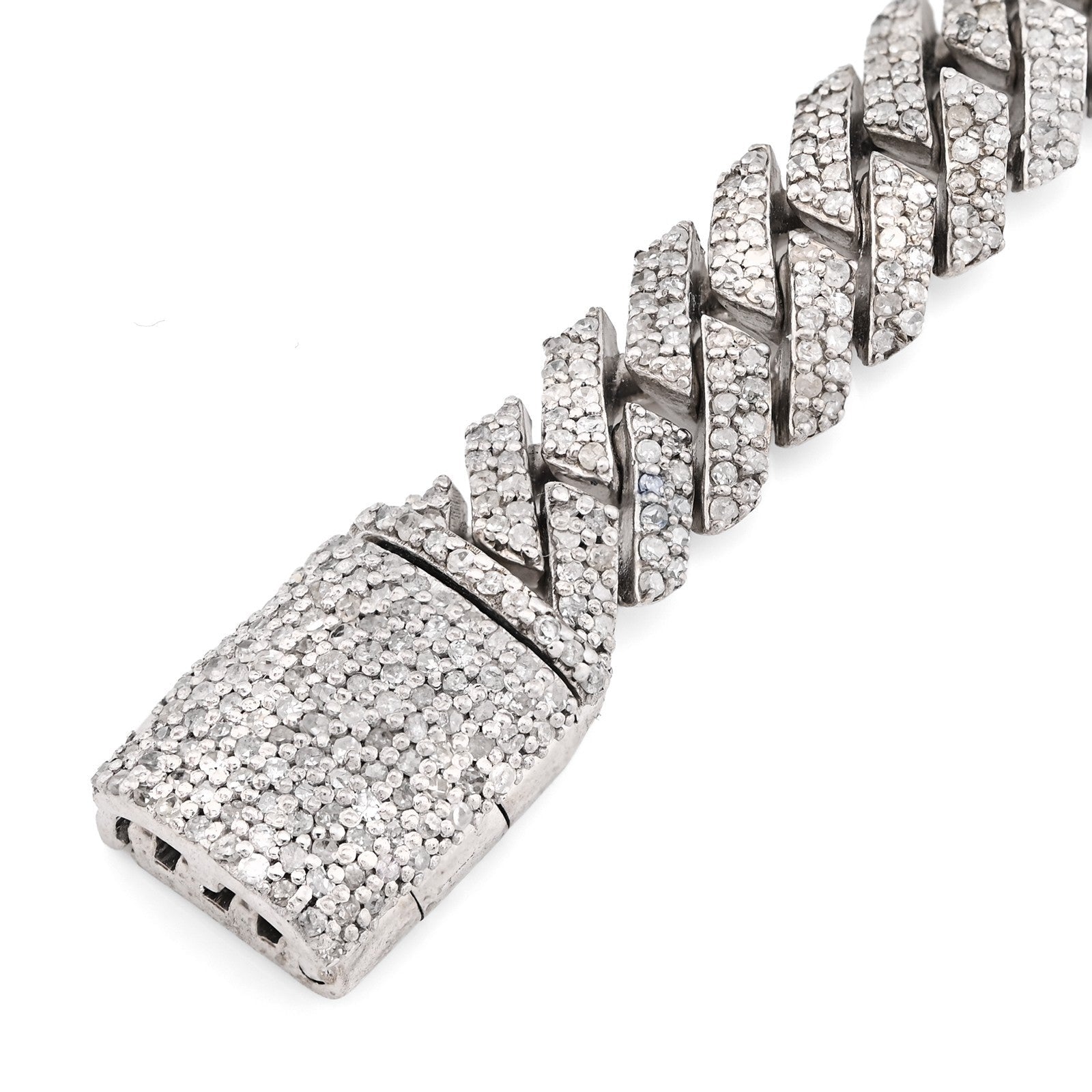 8MM 925 Sterling Silver 23.8g 3.9CTW Natural Diamond Snake Cuban Bracelet 8 Inch - Elite Jewelers - Bracelets