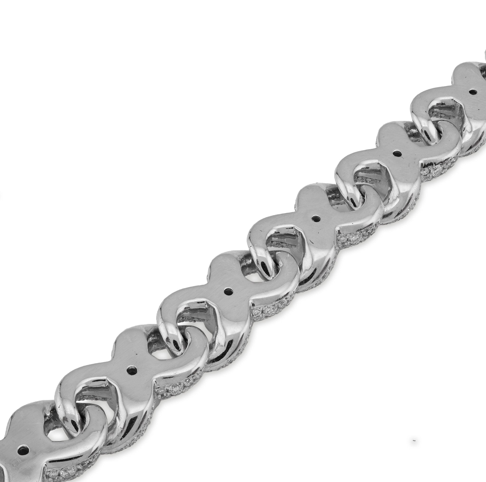 925 All White Infinity Link Round Solitaire 14.25CT Lab Diamond 10MM Men Women 8" Bracelet - Elite Jewelers - Bracelets