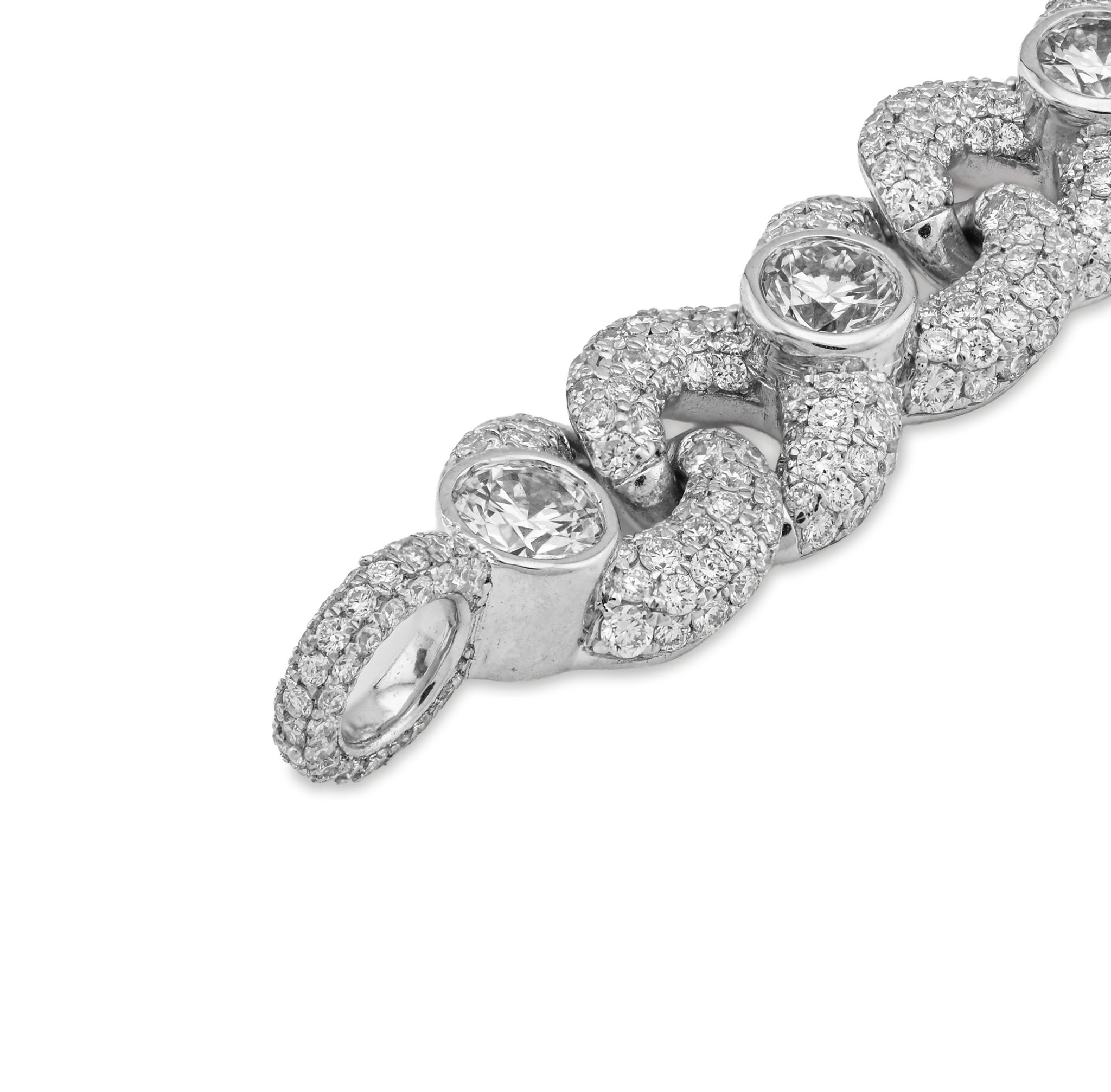 925 All White Infinity Link Round Solitaire 14.25CT Lab Diamond 10MM Men Women 8" Bracelet - Elite Jewelers - Bracelets