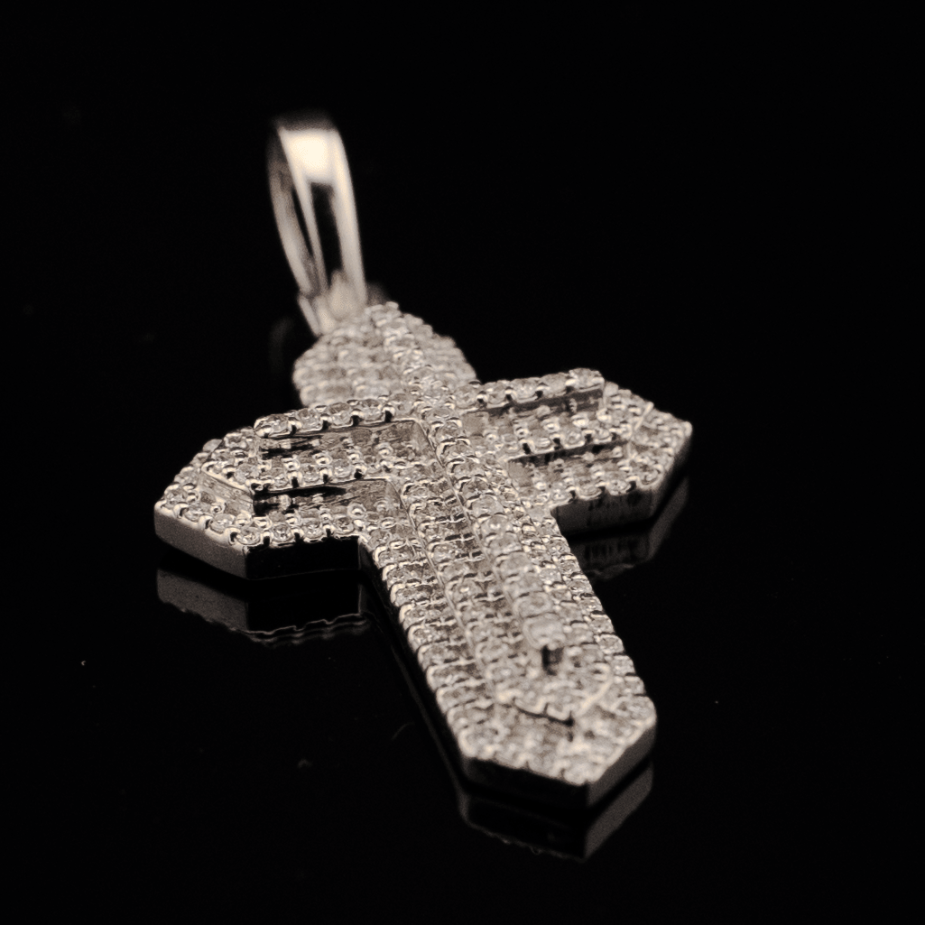 925 Natural Diamond 0.35 CTW Religious Cross Pendant Men Women Charm - Elite Jewelers - Charms & Pendants