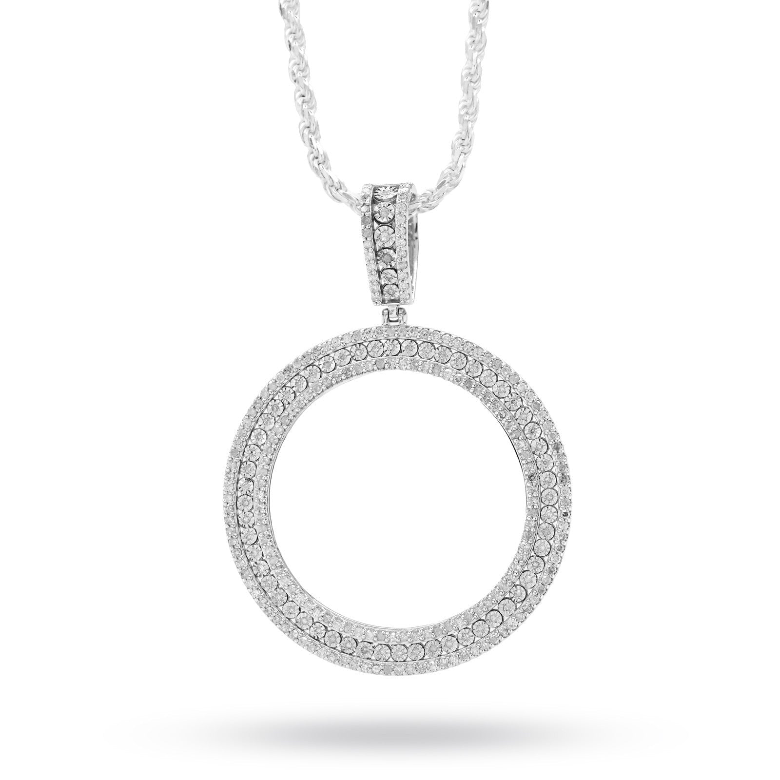 925 Silver 1.9 CTW Natural Diamond Round Picture Memory Pendant 16g Charm - Elite Jewelers - Charms & Pendants