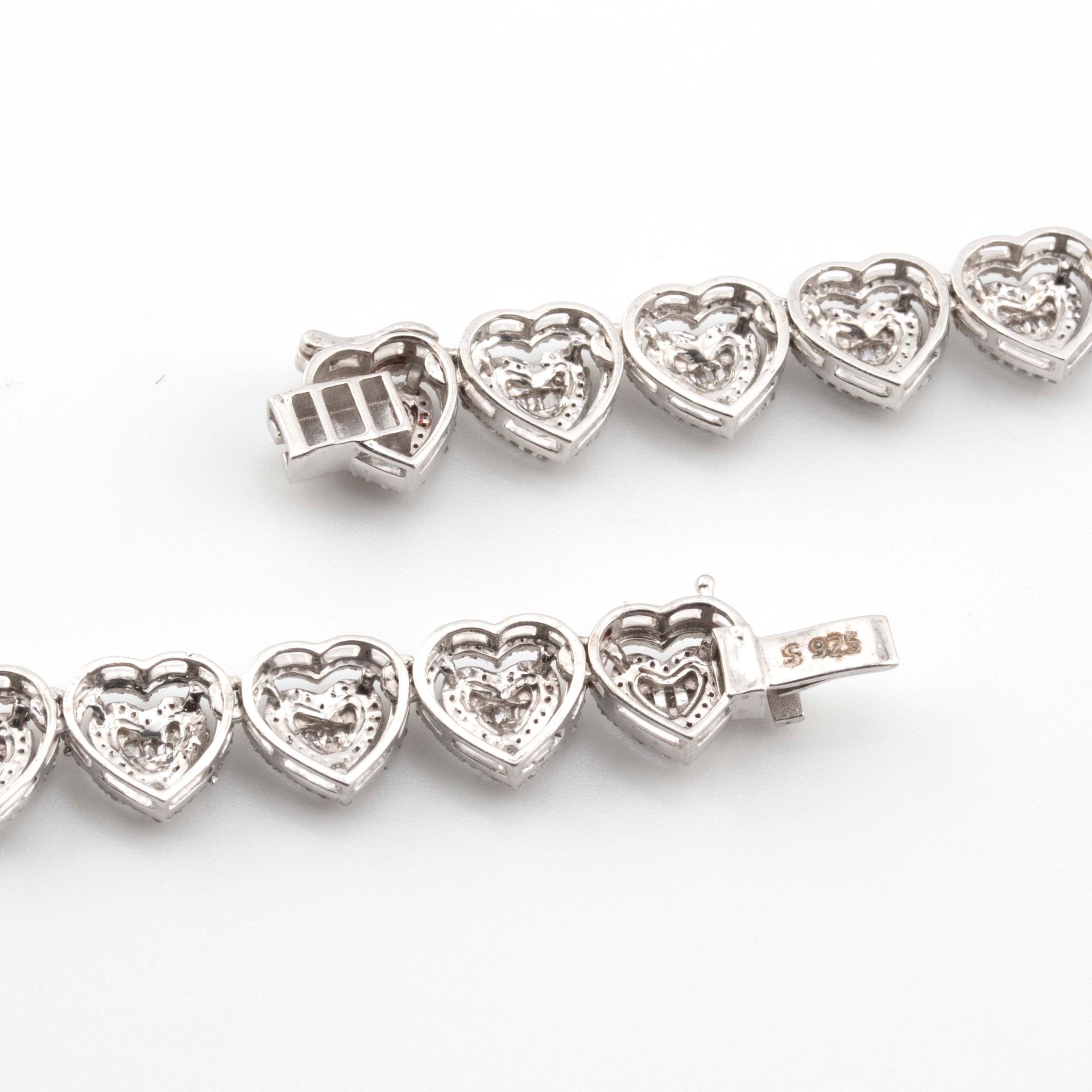 925 Silver 31.27 Grams Heart Shape Chain 8.08 CTW - Elite Jewelers - Necklaces & Chains