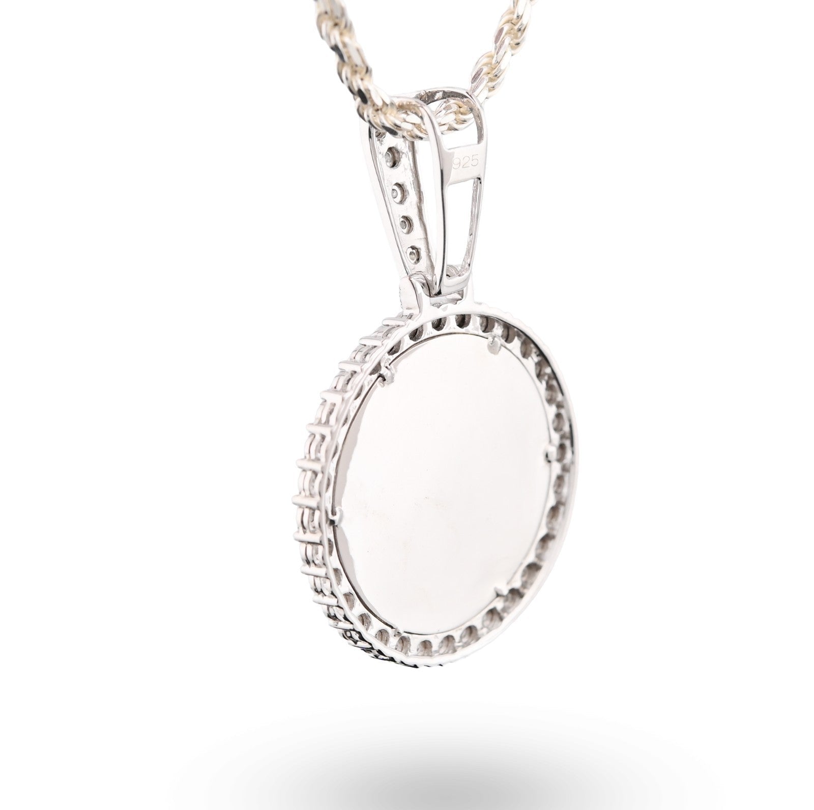 925 Silver 6.7gms 0.35 CTW Natural Diamond Circle Picture Pendant Memorial Charm - Elite Jewelers - Charms & Pendants