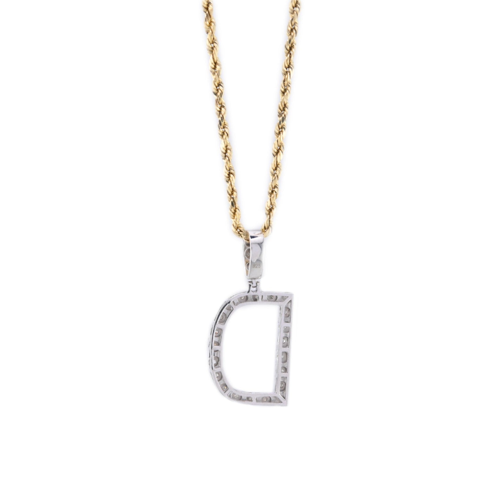 925 Silver Natural 0.15 CTW Diamond Initial Alphabet "D" Pendant 2g Unisex Charm - Elite Jewelers - Charms & Pendants