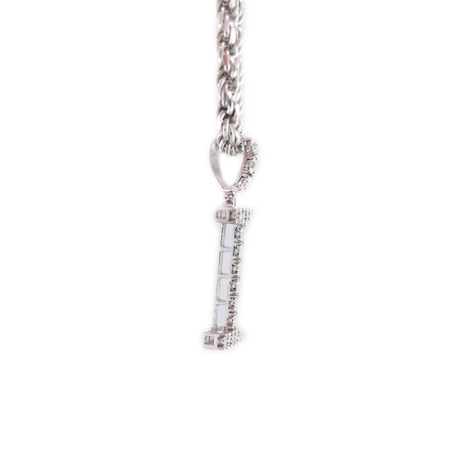925 Silver Natural 0.15 CTW Diamond Initial Alphabet "I" Pendant 2g Unisex Charm - Elite Jewelers - Charms & Pendants