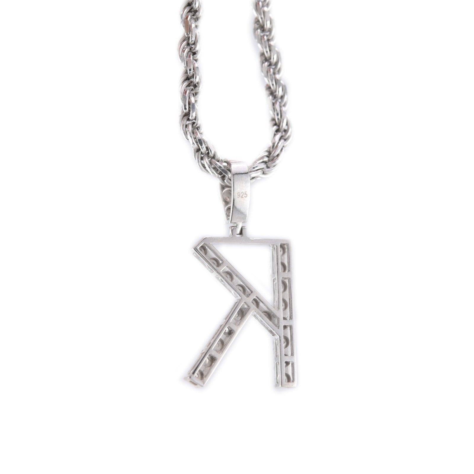 925 Silver Natural 0.15 CTW Diamond Initial Alphabet "K" Pendant 2g Unisex Charm - Elite Jewelers - Charms & Pendants
