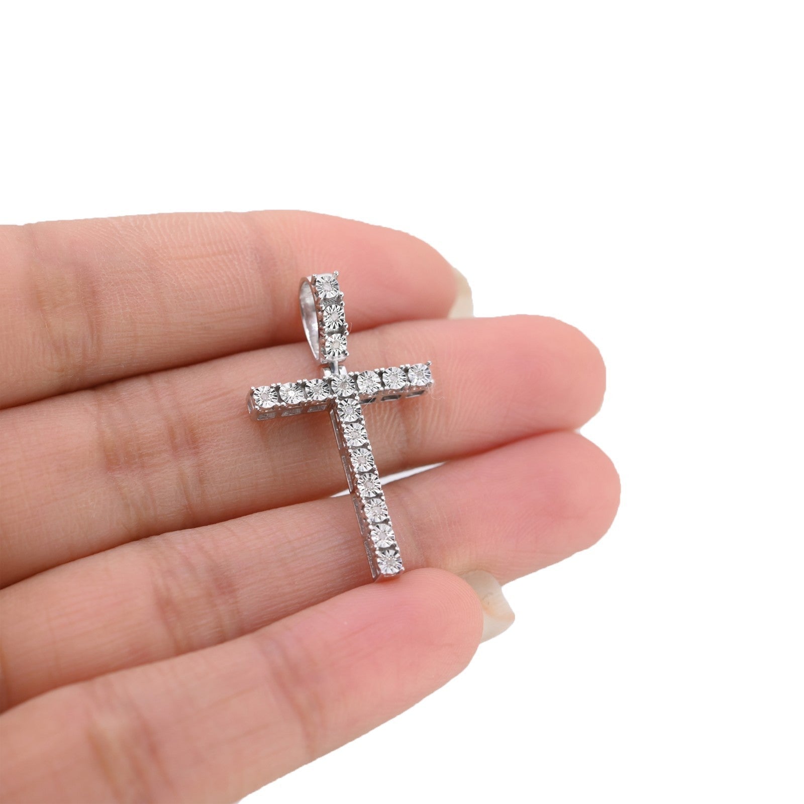 925 Silver Natural 0.15 CTW Diamond Initial Alphabet "T" Pendant 2g Unisex Charm - Elite Jewelers - Charms & Pendants