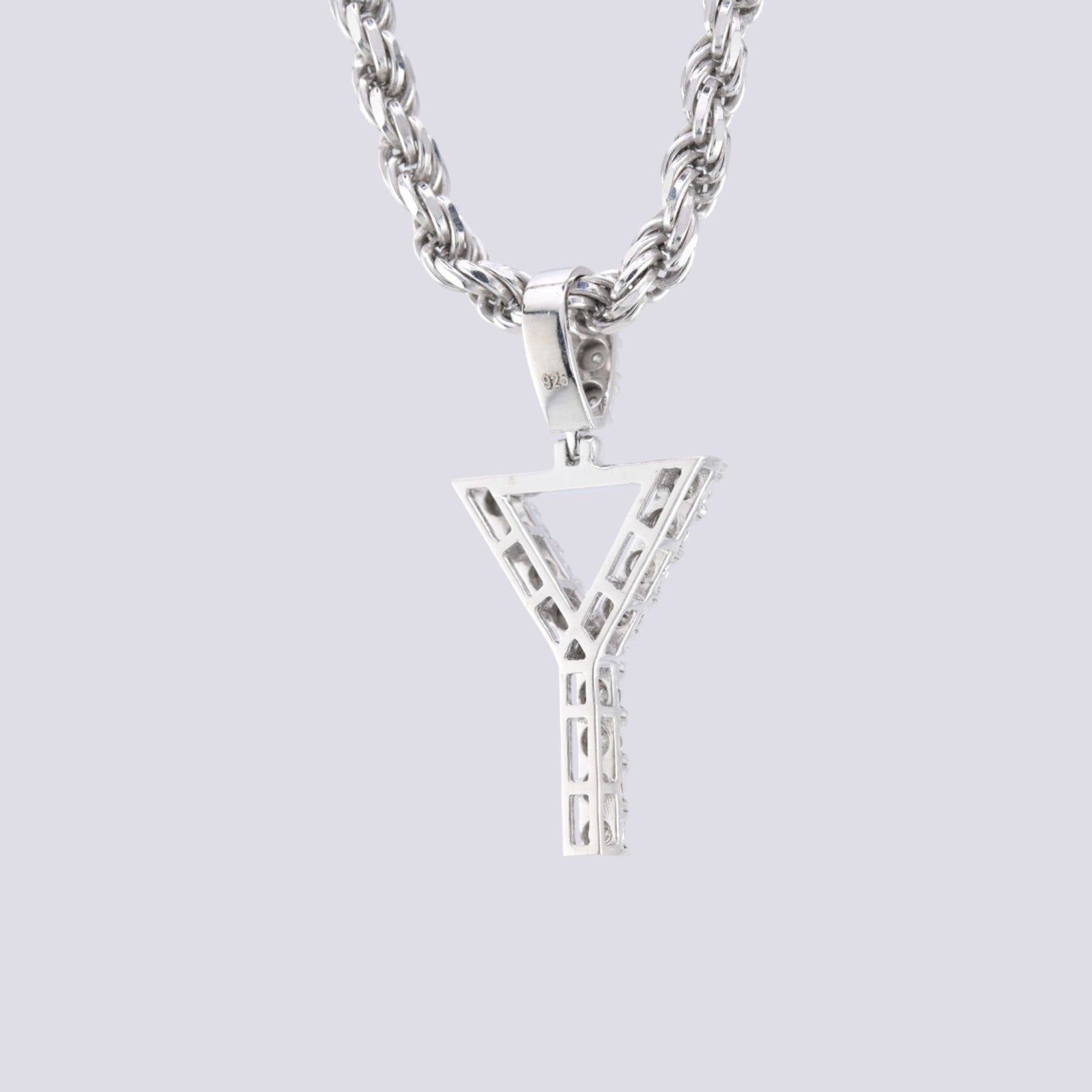 925 Silver Natural 0.15 CTW Diamond Initial Alphabet "Y" Pendant 2g Unisex Charm - Elite Jewelers - Charms & Pendants