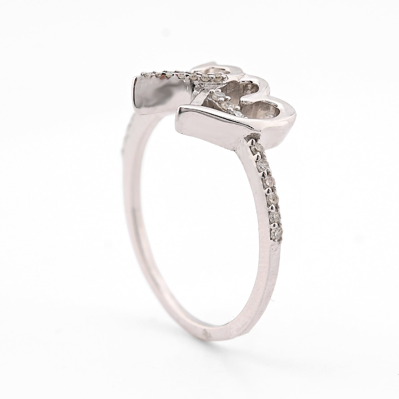 925 SS 0.125 CT Natural Diamond Dual Heart Women Beautiful Ring - Elite Jewelers - Rings