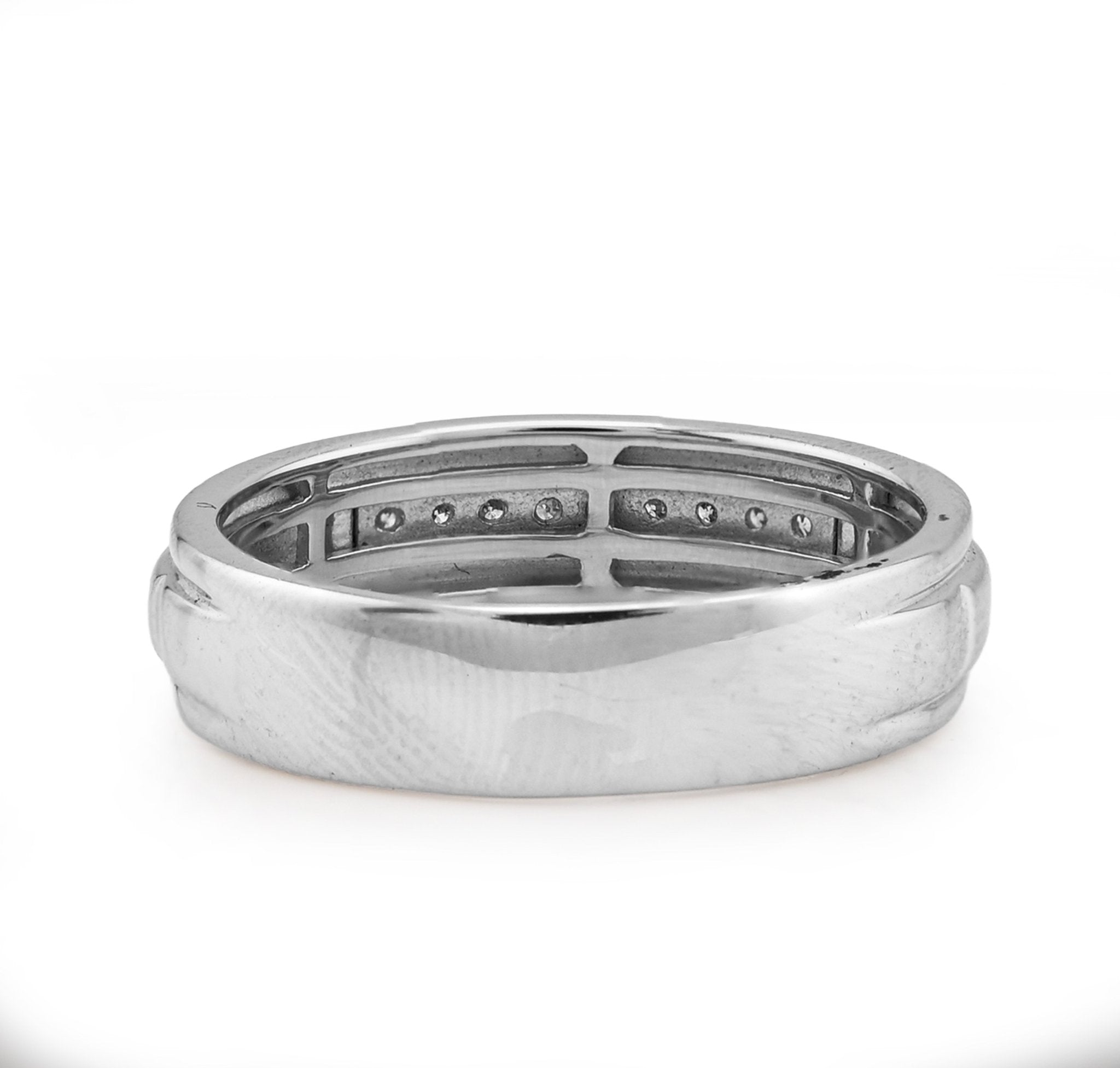 925 SS 0.16CT Natural Diamond Men Centre Row Band Ring - Elite Jewelers - Rings