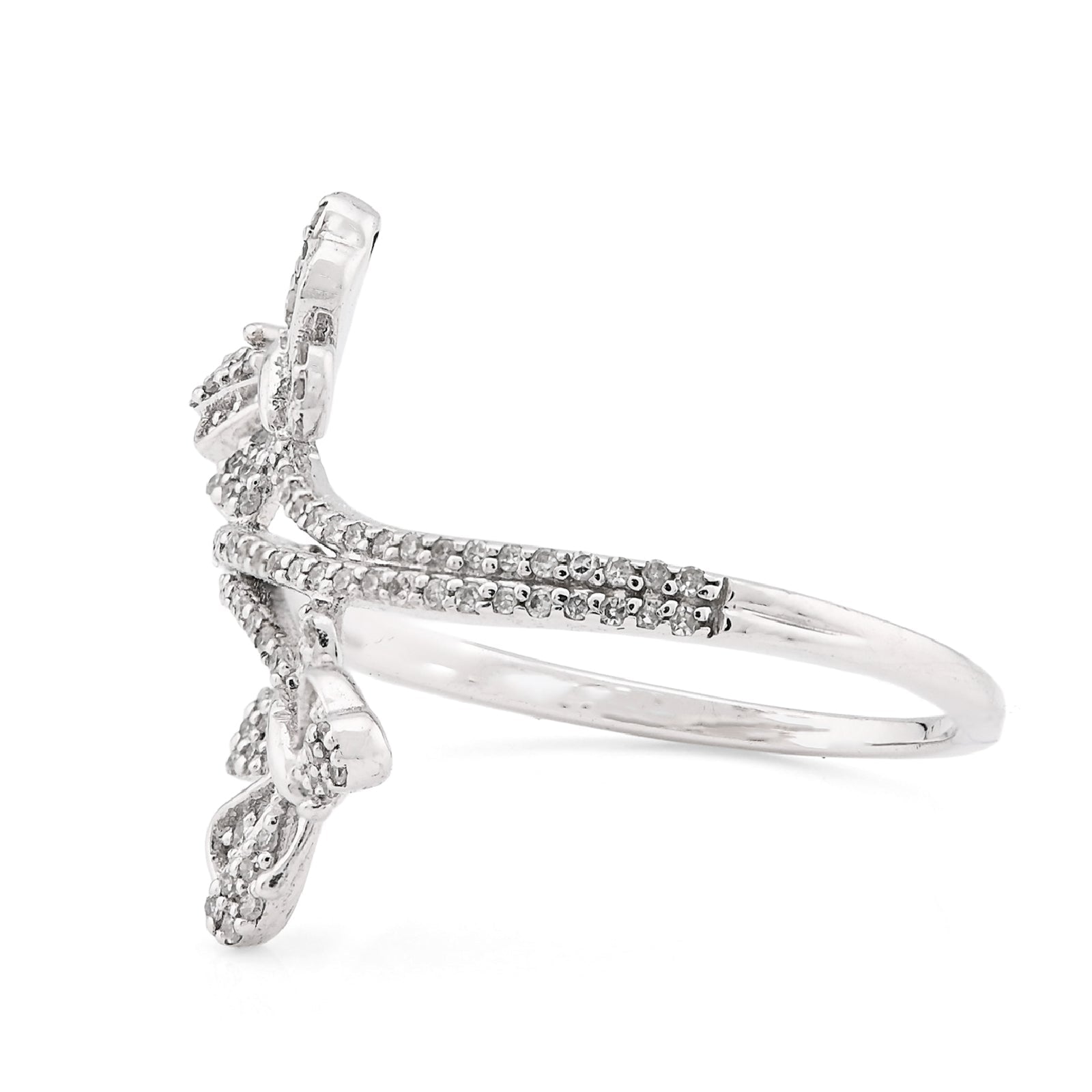 925 SS 0.23CT Natural Diamond Split Shank Butterfly Ring Women Band - Elite Jewelers - Rings