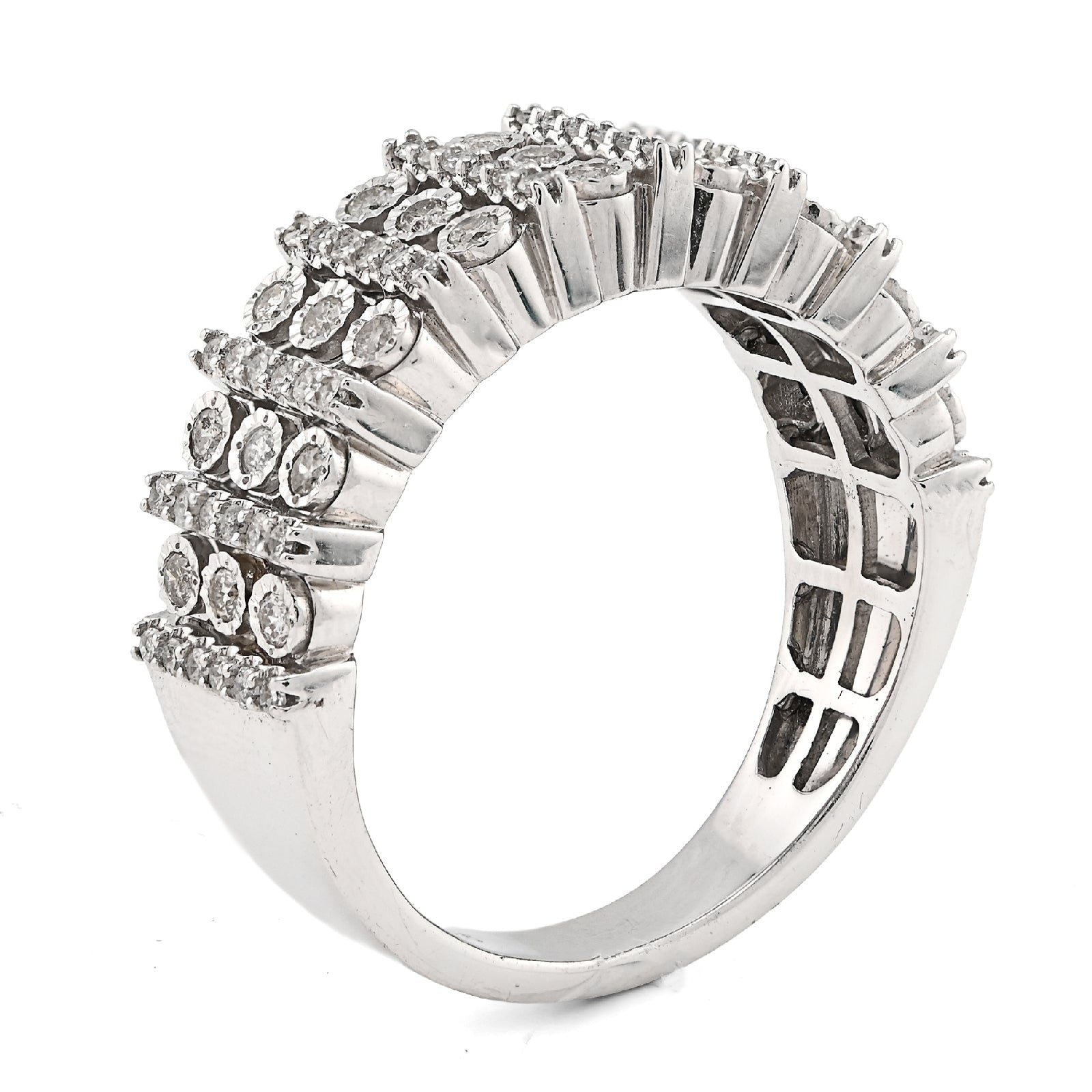 925 SS 0.75CT Multi - Column Illusion Natural Diamond Men Band - Elite Jewelers - Rings