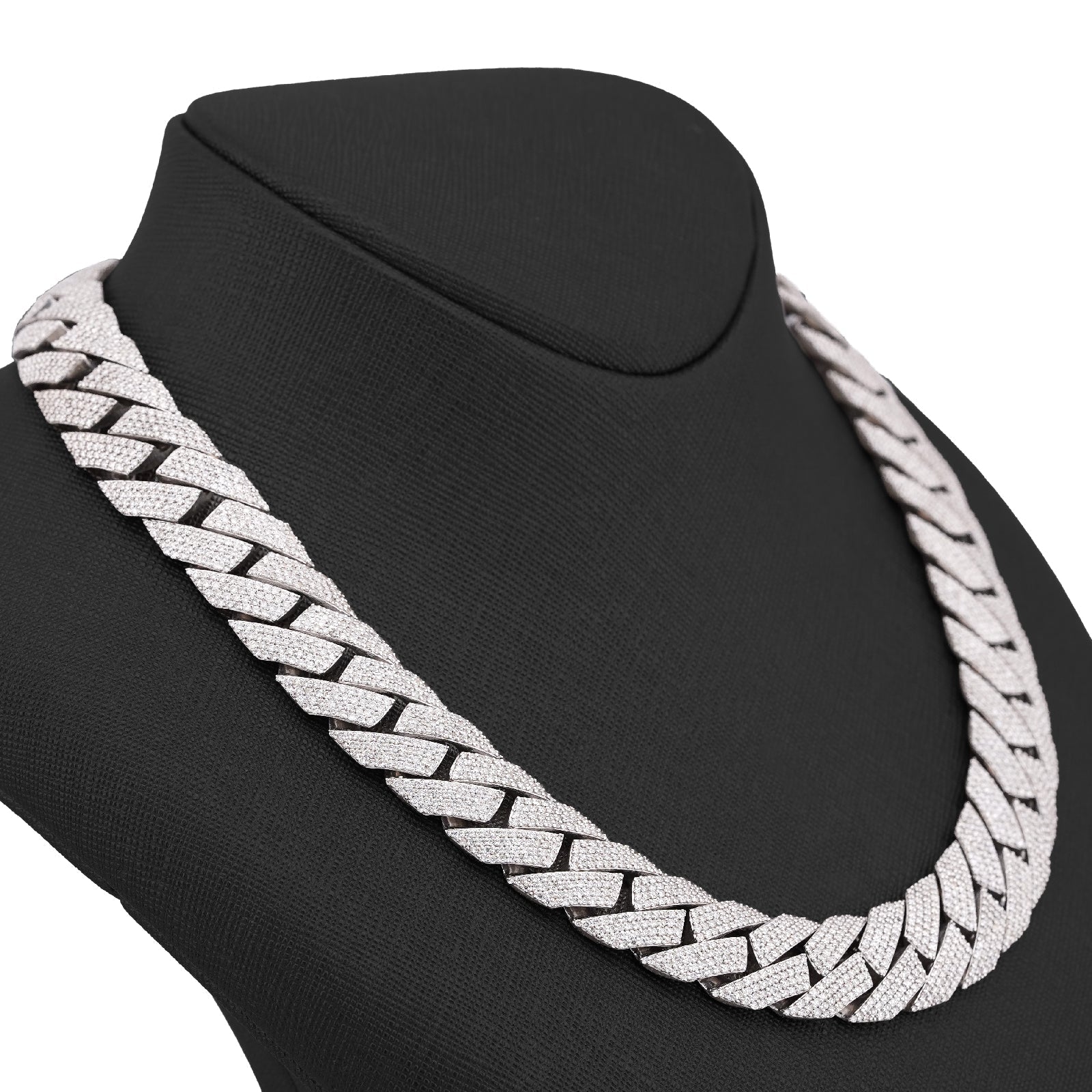925 SS 15MM Natural Diamond 23CT Snake Cuban Link Chain 24" Men Necklace - Elite Jewelers-Necklaces