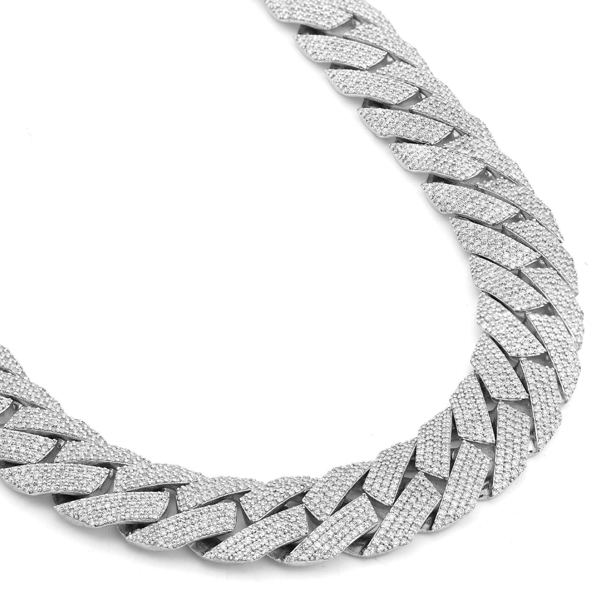 925 SS 15MM Natural Diamond 23CT Snake Cuban Link Chain 24" Men Necklace - Elite Jewelers-Necklaces