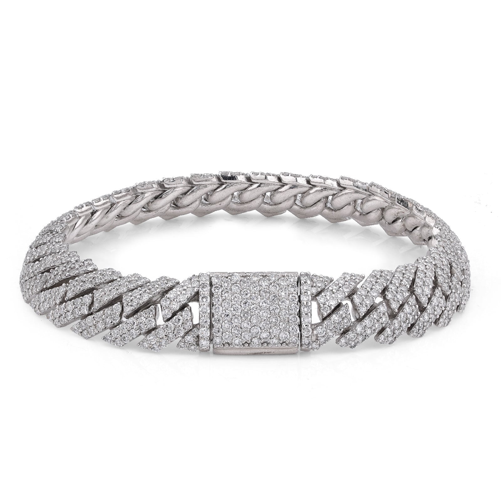 925 SS 18.45CT Snake Cuban 12MM Lab Diamond 8" Men Bracelet - Elite Jewelers-Bracelets