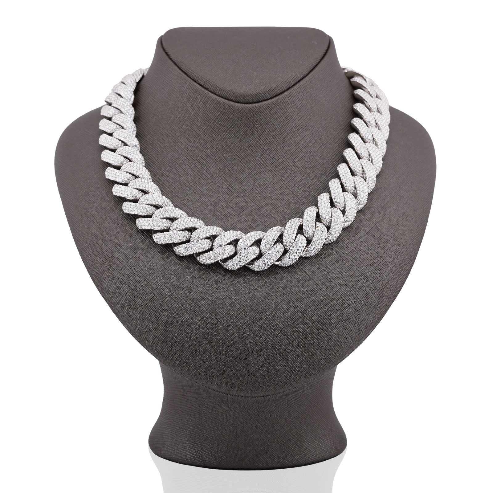 925 SS 20MM 76.45CT Cuban Link 447.2 Grams Lab Dimaond 22" Men Chain - Elite Jewelers-Necklaces