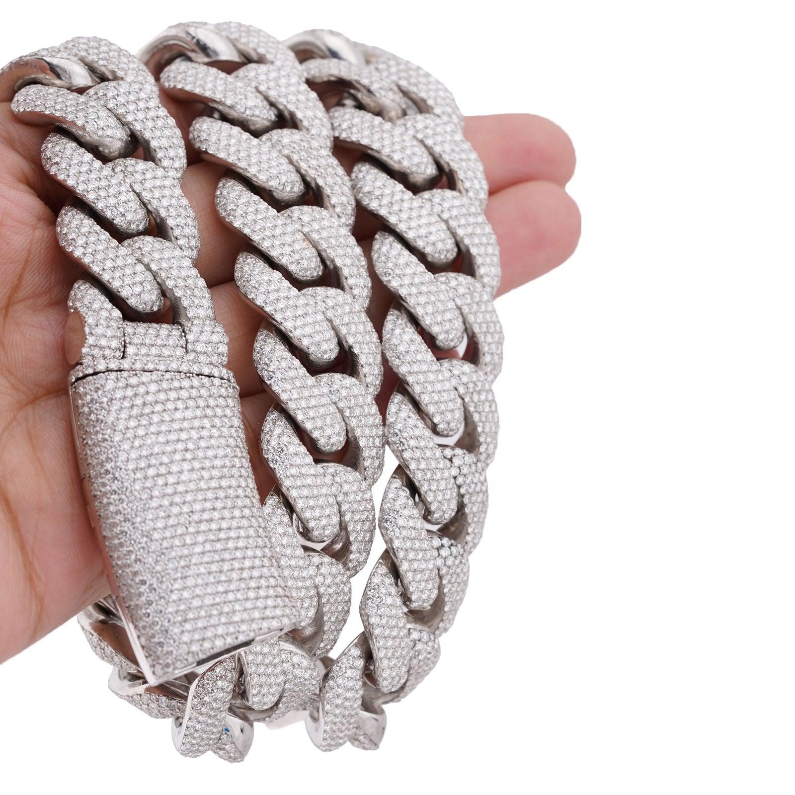 925 SS 20MM 76.45CT Cuban Link 447.2 Grams Lab Dimaond 22" Men Chain - Elite Jewelers-Necklaces