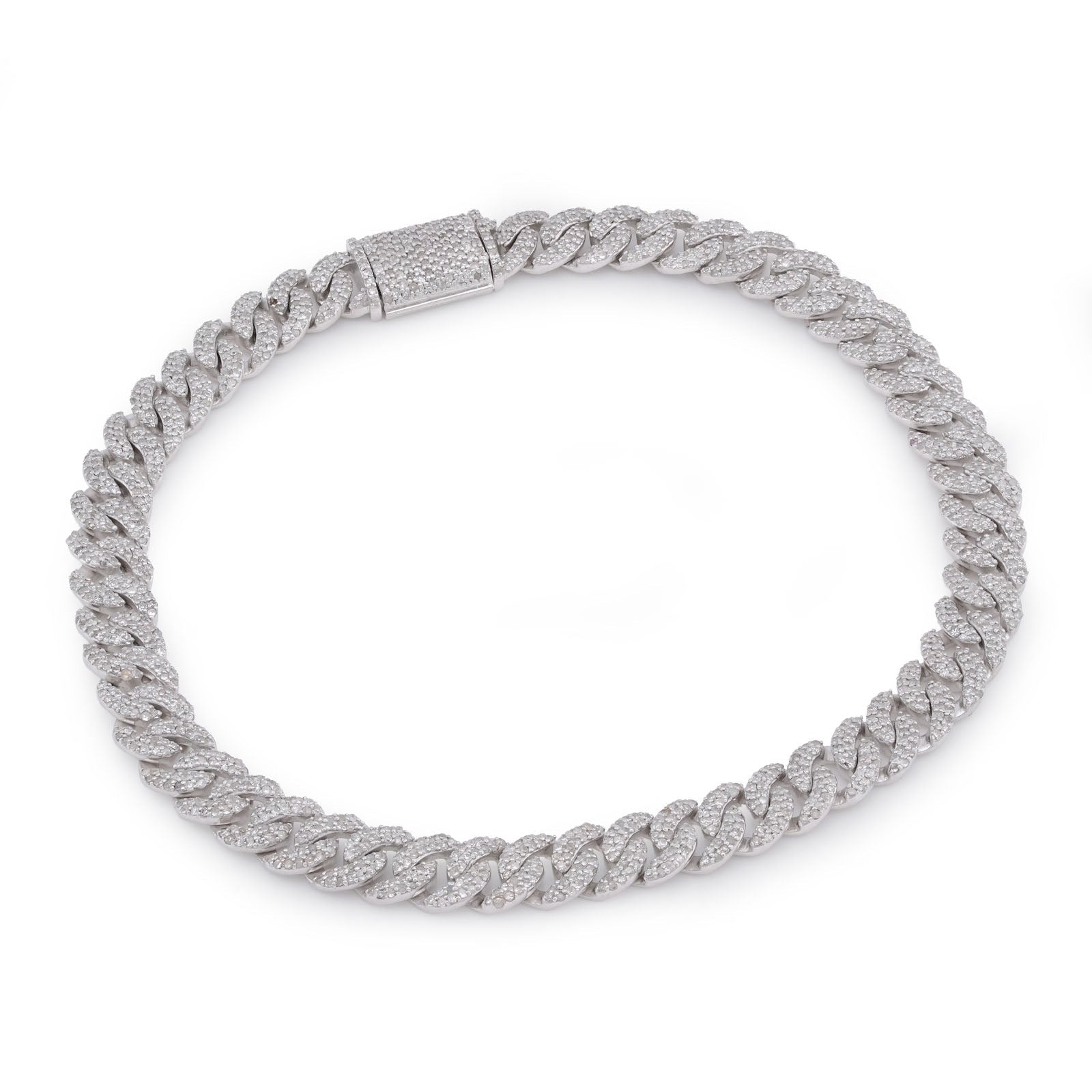 925 SS 2.625CT Natural Diamond Cuban Link 6MM 8" Men Women Bracelet - Elite Jewelers-Bracelets
