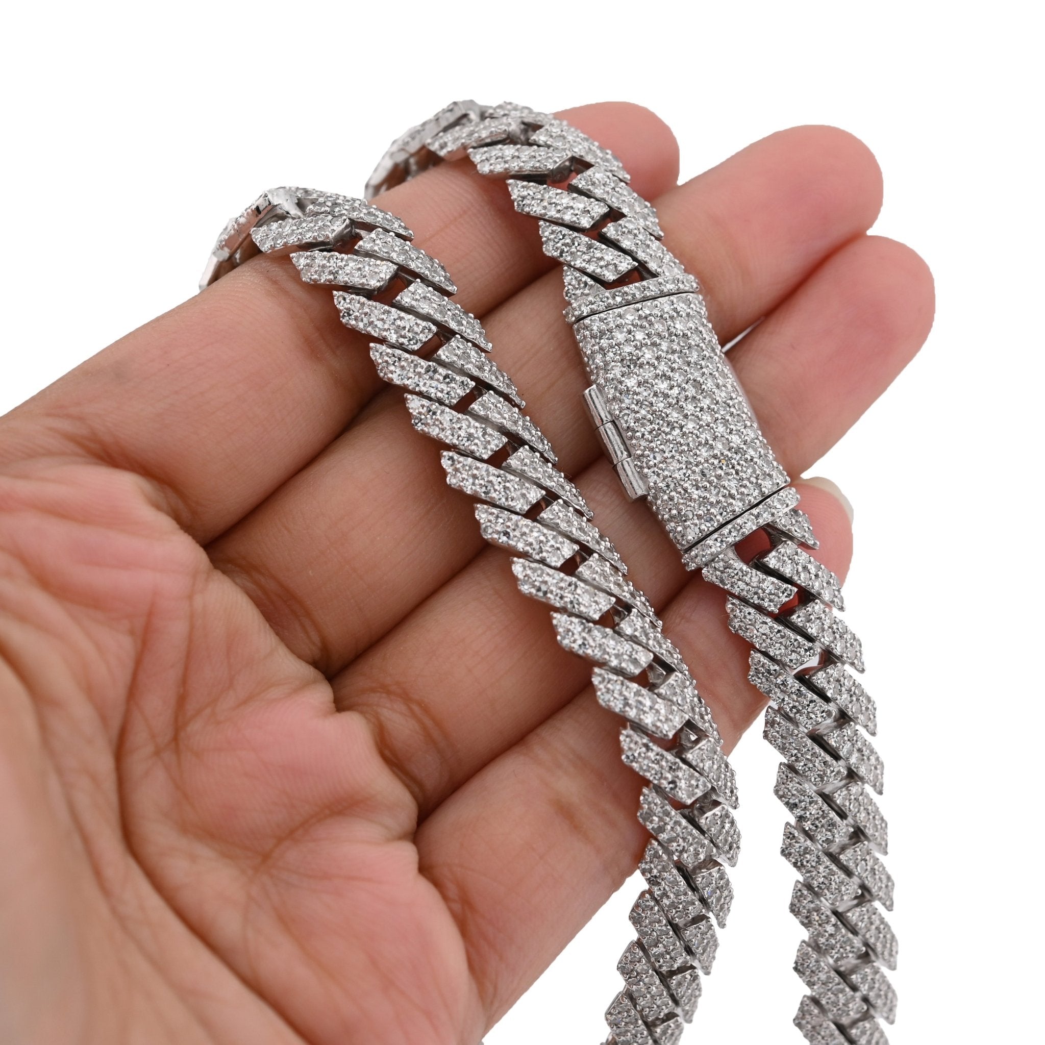 925 SS 26.45CT Lab Diamond 11MM Snake Cuban Link Men Chain 21" Necklace - Elite Jewelers - Necklaces