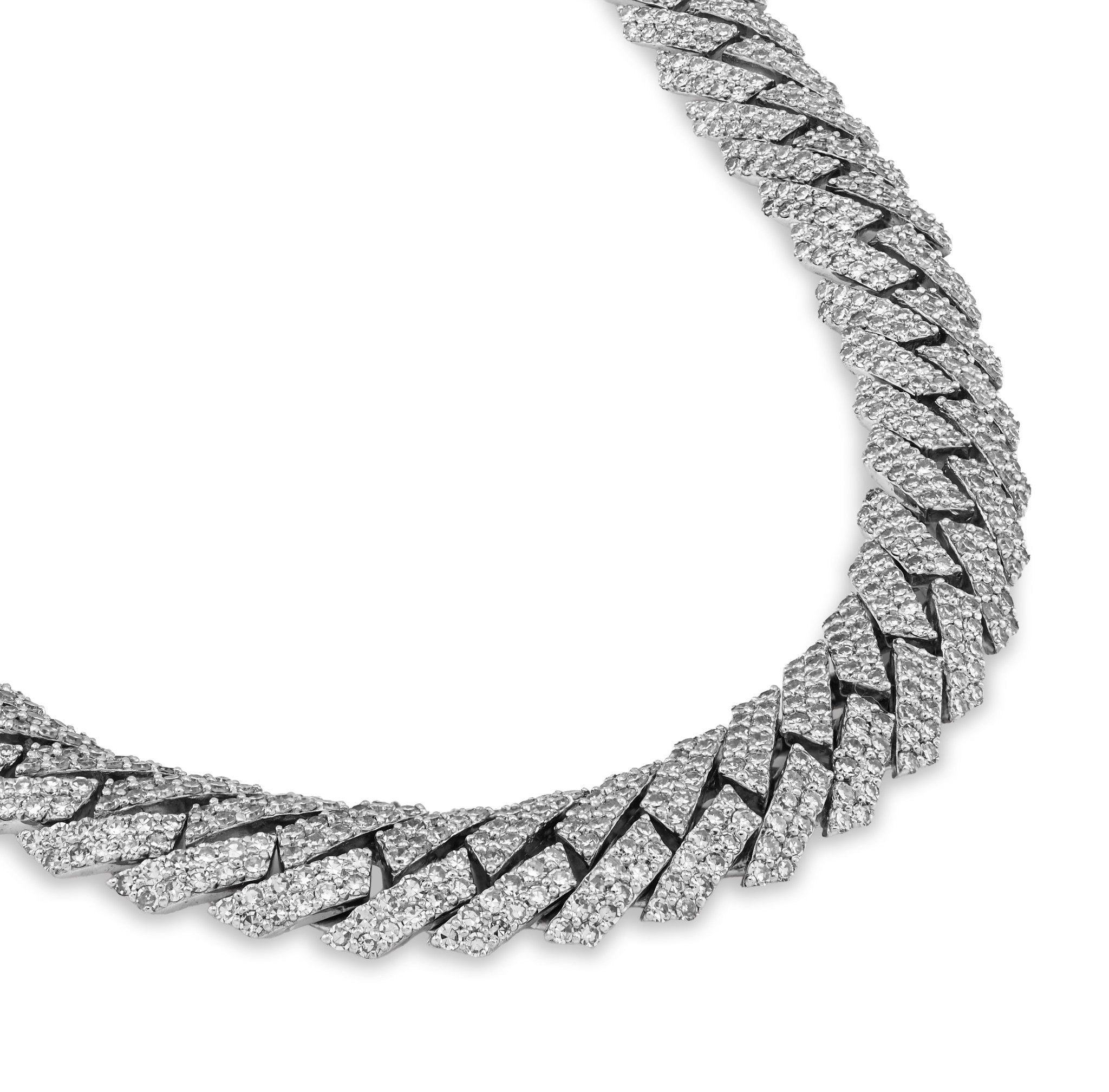 925 SS 26.45CT Lab Diamond 11MM Snake Cuban Link Men Chain 21" Necklace - Elite Jewelers - Necklaces