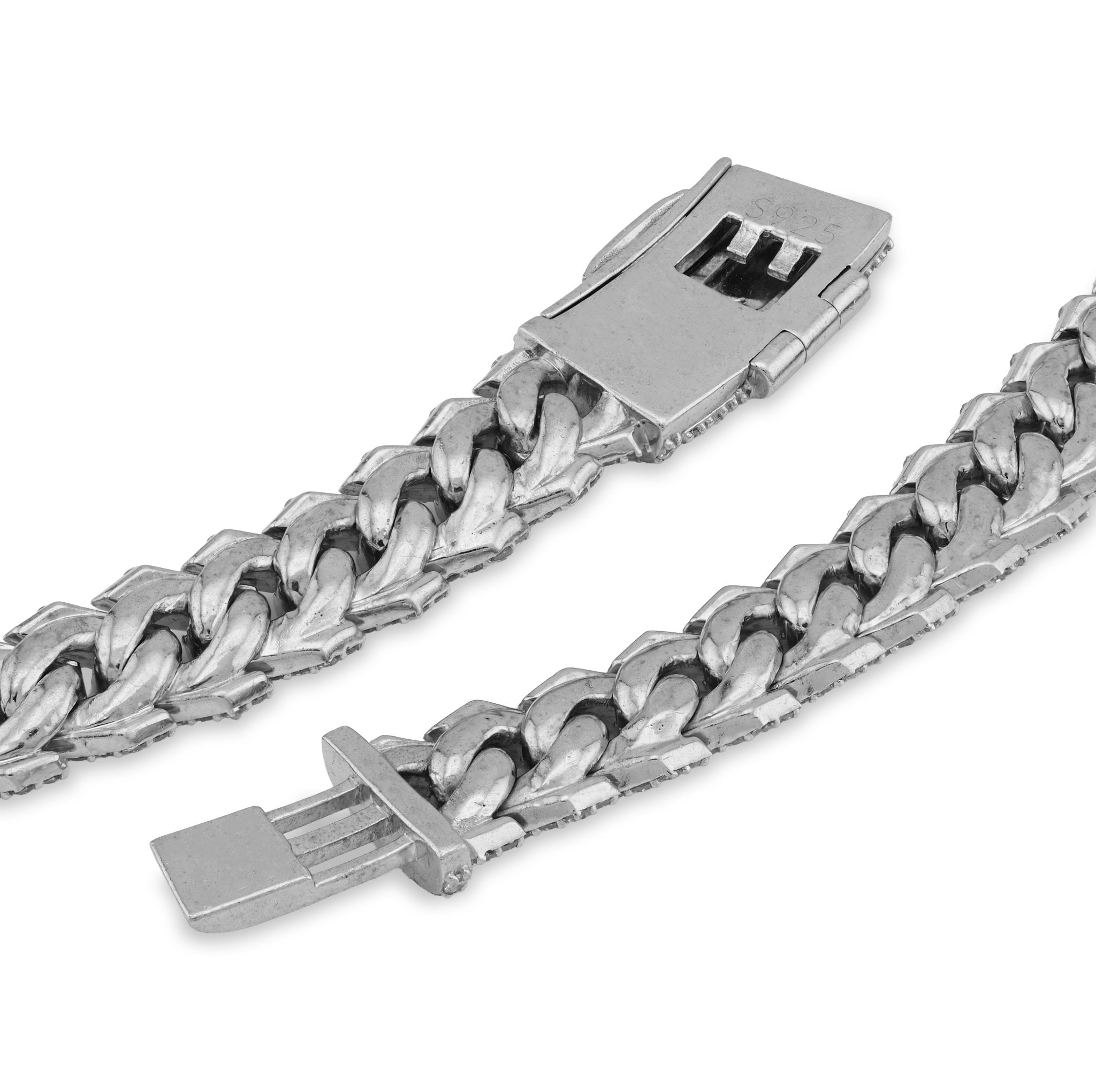 925 SS 26.45CT Lab Diamond 11MM Snake Cuban Link Men Chain 21" Necklace - Elite Jewelers - Necklaces