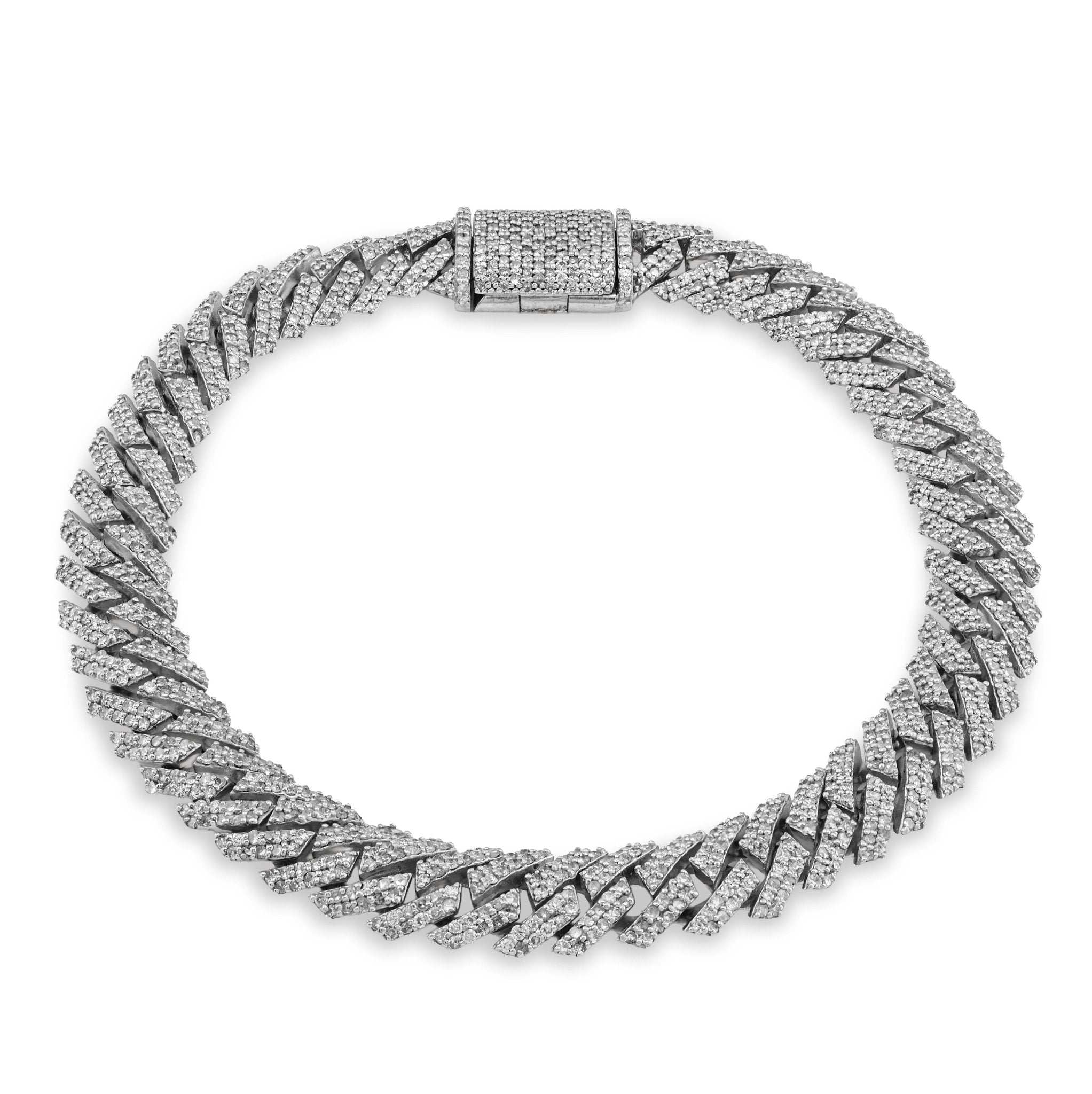 925 SS 3.83CT Snake Cuban Link 8.5MM Natural Diamond Men 8" Bracelet - Elite Jewelers - Bracelets