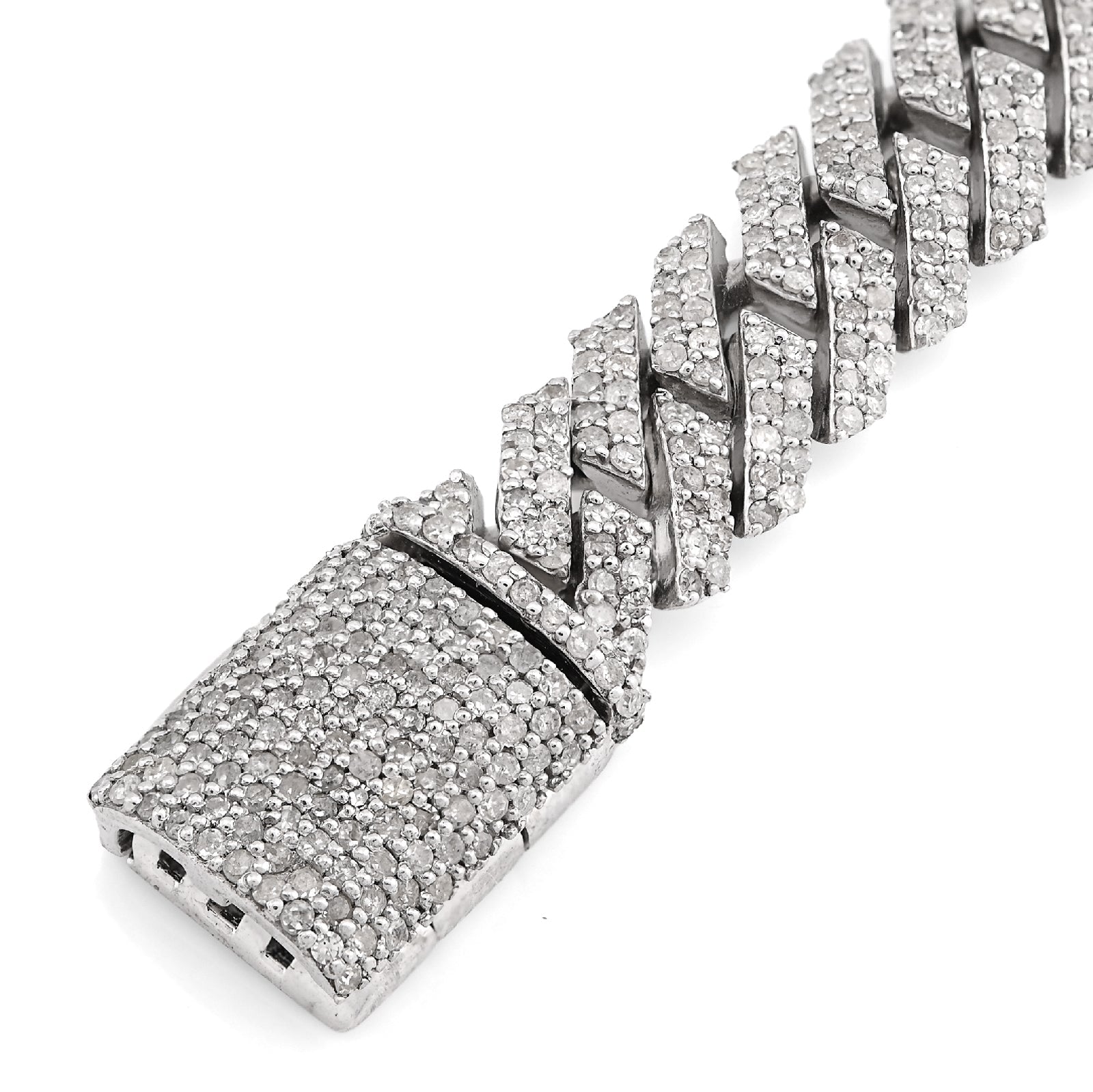 925 SS 4.28CT Natural Diamond Snake Cuban Link 8MM Mens 8" Bracelet 23.5g - Elite Jewelers - Bracelets