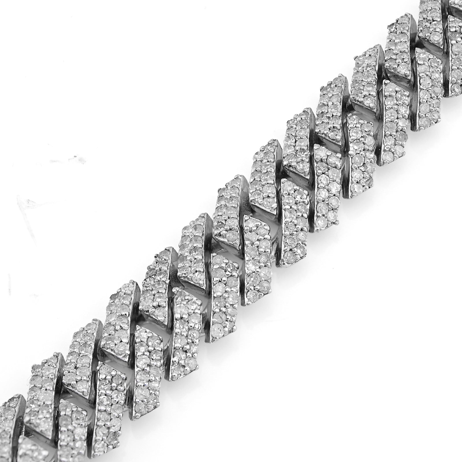 925 SS 4.28CT Natural Diamond Snake Cuban Link 8MM Mens 8" Bracelet 23.5g - Elite Jewelers - Bracelets