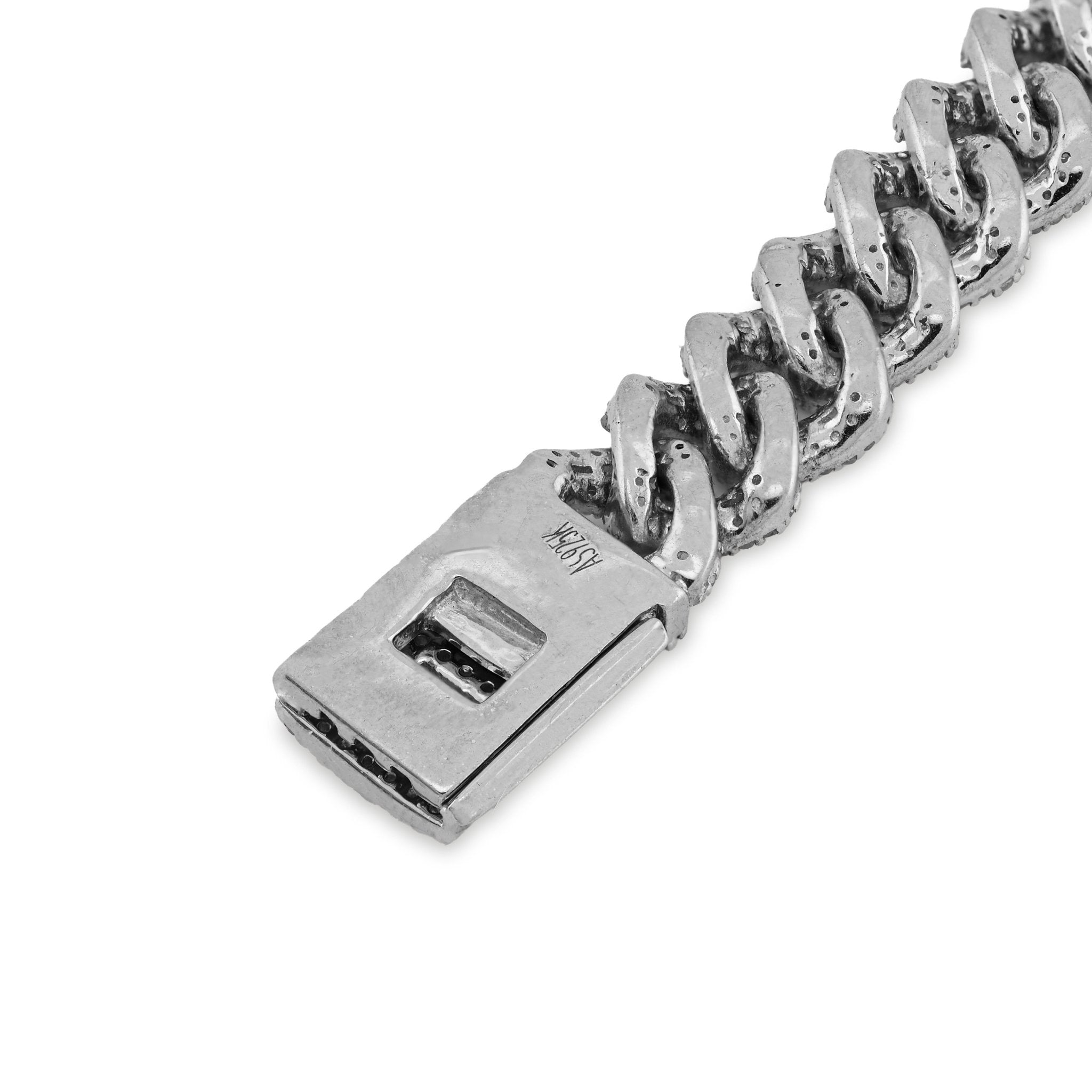 925 SS 4.6CT Natural Diamond Round/baguette 8MM Cuban link Bracelet 8" Men 21.1g - Elite Jewelers - Bracelets