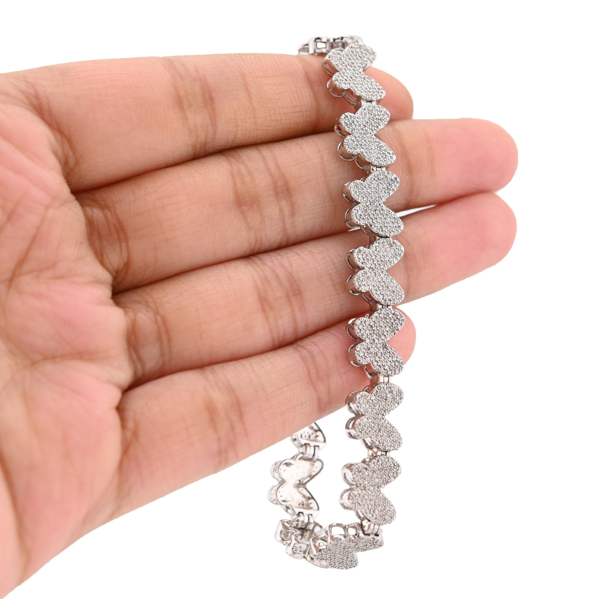 925 SS 5CT natural Diamond Butterfly link 9MM 8" Women Tennis Bracelet 17.2g - Elite Jewelers - Bracelets