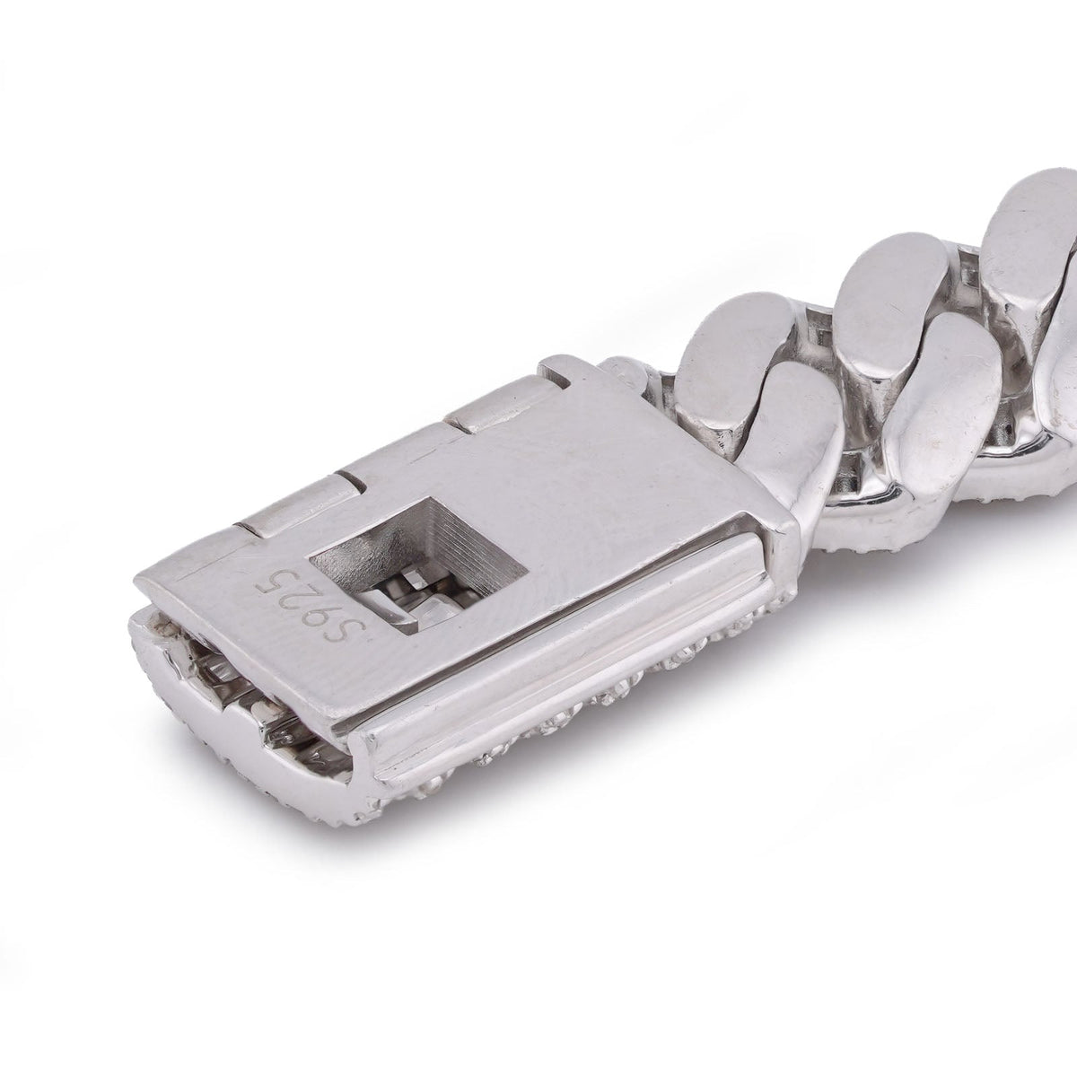 925 SS 6.25CT 10MM Baguette Natural Diamond Cuban Link 8" Men Bracelet - Elite Jewelers-Bracelets
