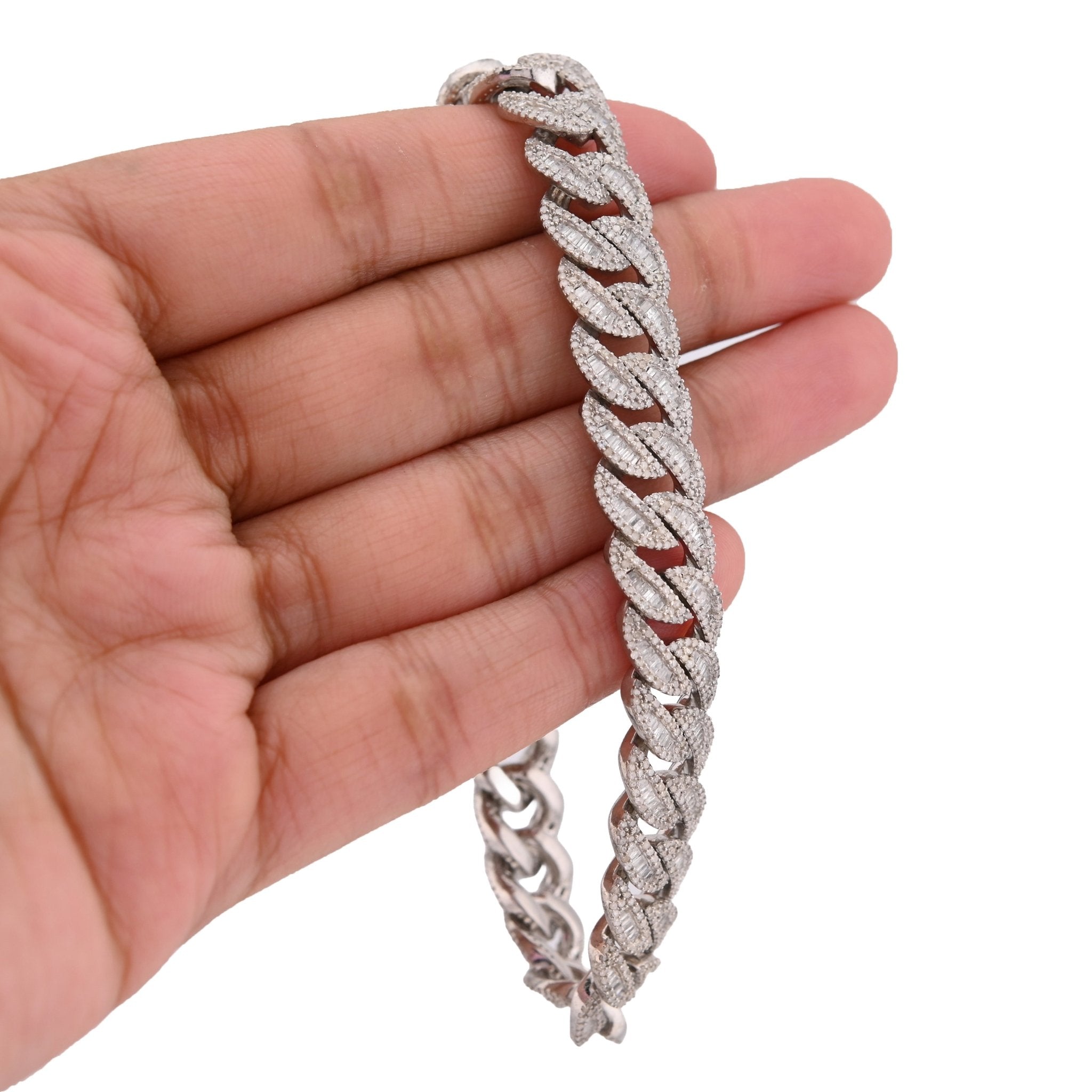 925 SS 6.31CT Natural Diamond Cuban Link 11MM 8" Men Women 38.4g Bracelet - Elite Jewelers - Bracelets