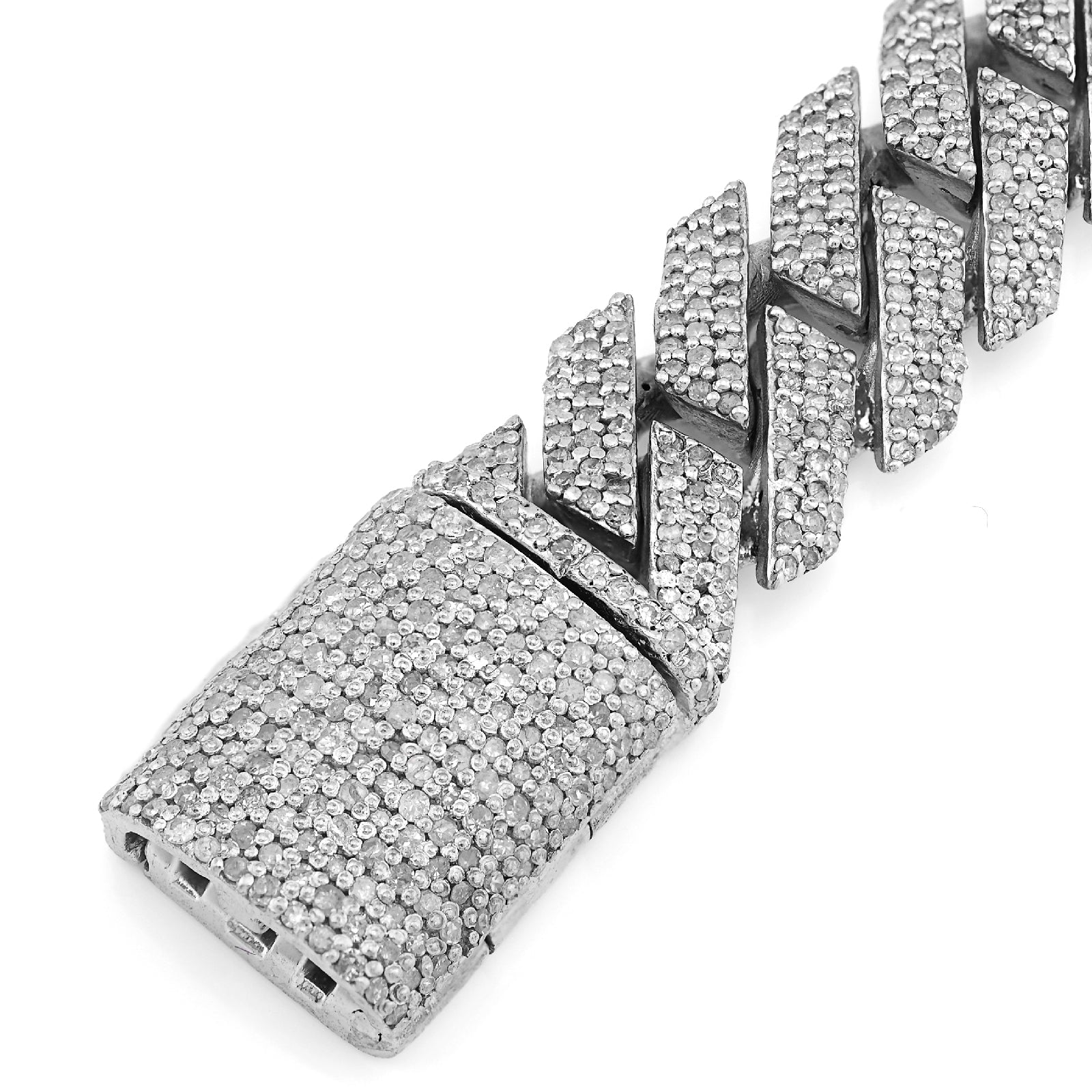 925 SS 7.23CT Natural Diamond Snake Cuban Link 12MM Mens 8" Bracelet 47.2g - Elite Jewelers - Bracelets