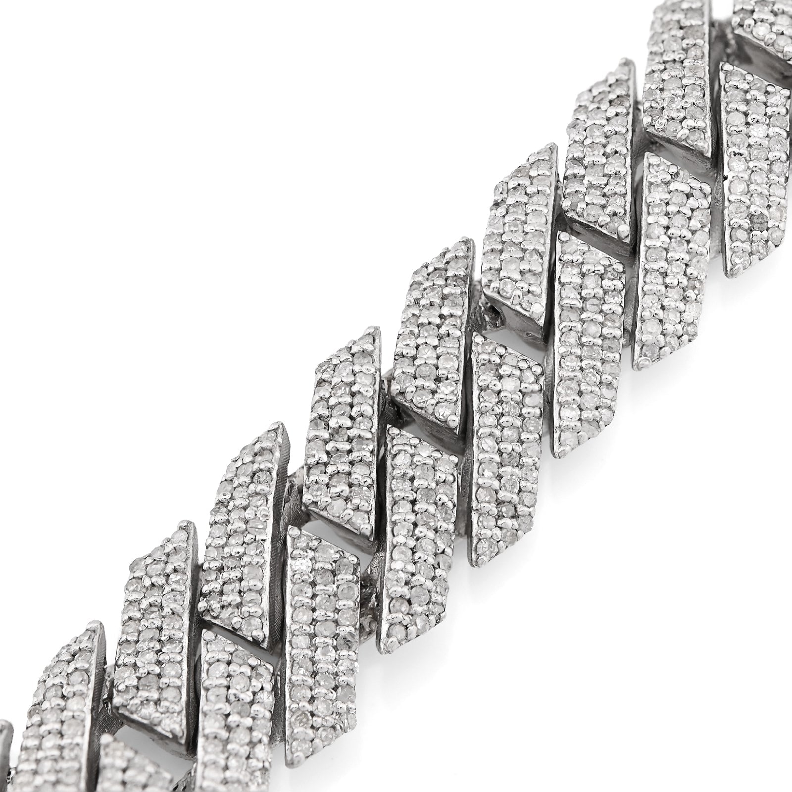 925 SS 7.23CT Natural Diamond Snake Cuban Link 12MM Mens 8" Bracelet 47.2g - Elite Jewelers - Bracelets